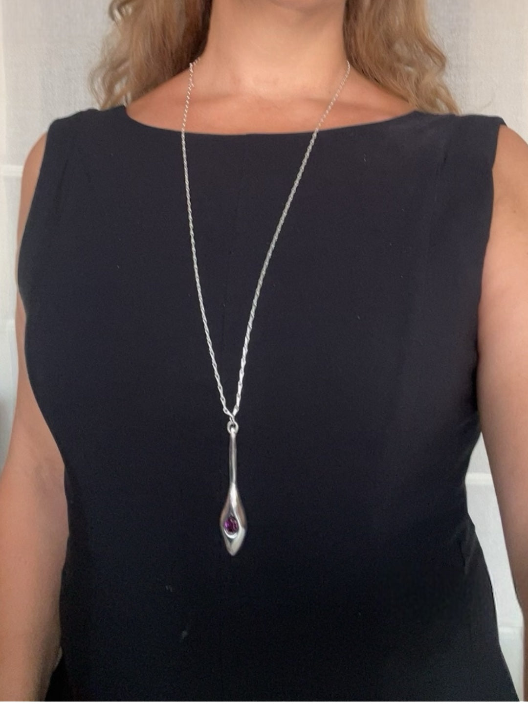 Collar largo Cristal Tear en cristal SW amatista plata 10µ