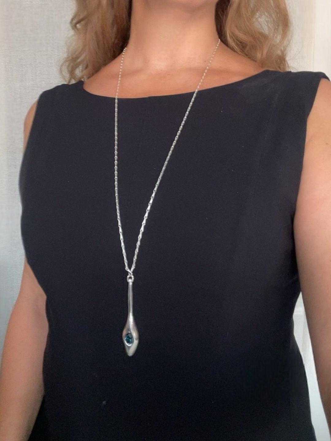 Collar largo Cristal Tear en cristal Sw azul plata 10µ