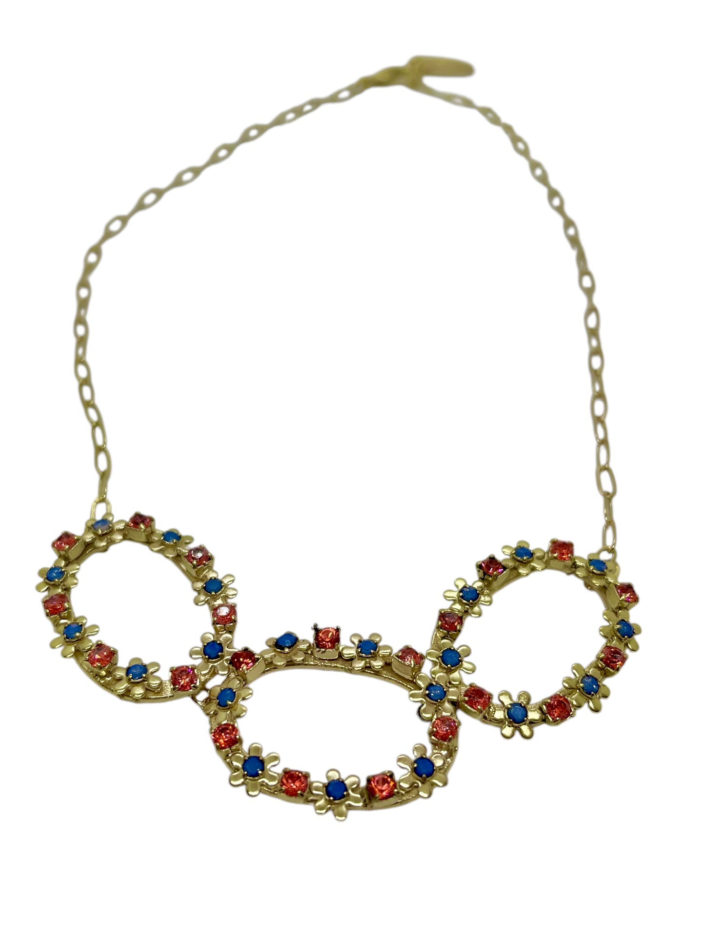 Gargantilla Triple Oval Sw dorado y mix blue opal- paparadcha