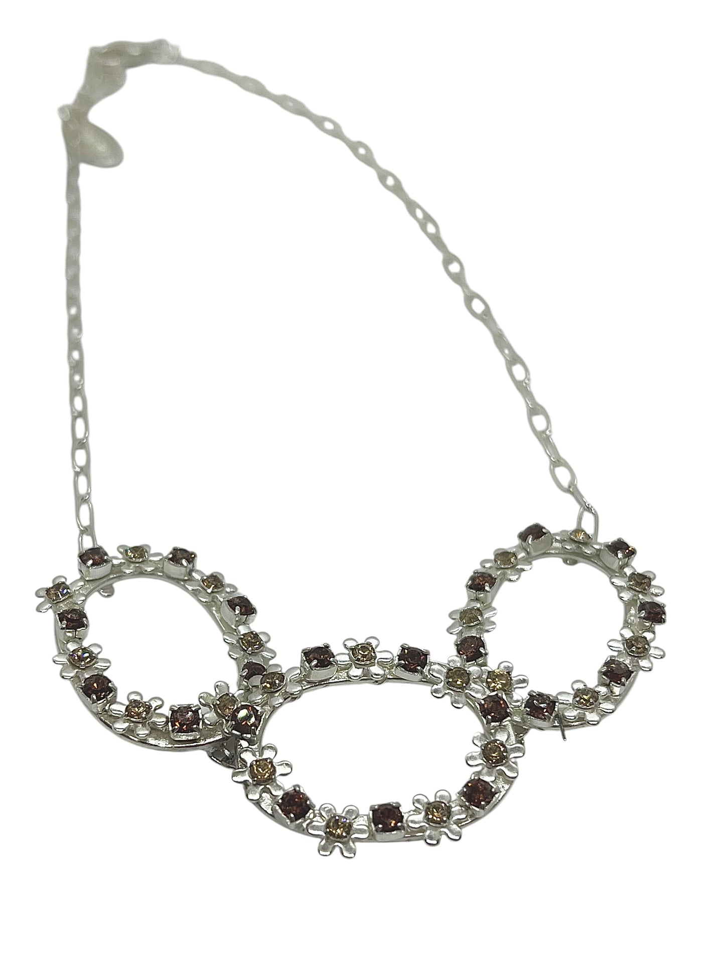 Gargantilla Triple Oval Sw plata y mix marrones_light topaz_smoth topaz