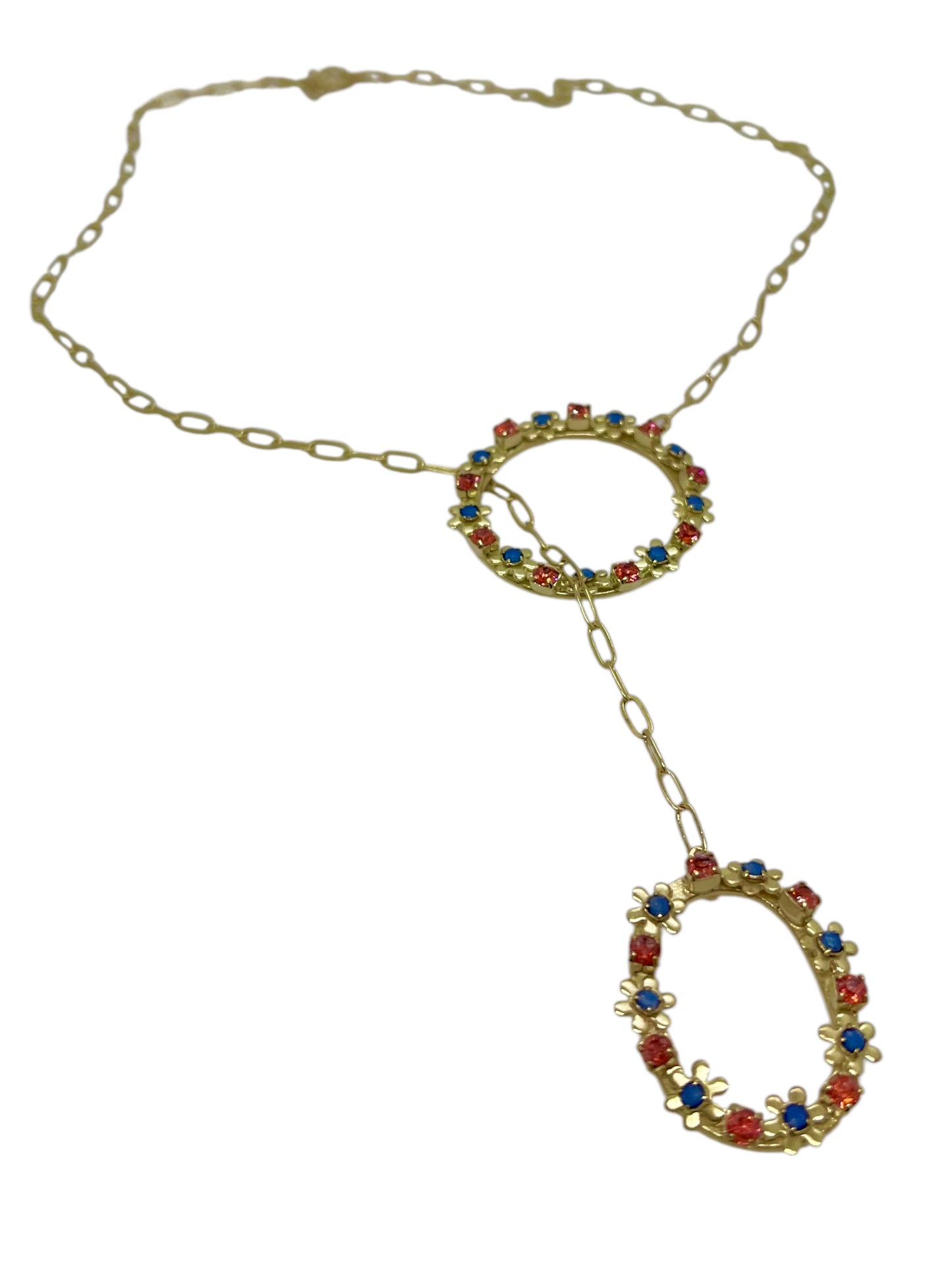 Collar Multiposición Cristal Sw Mix blue opal y paparadcha dorado