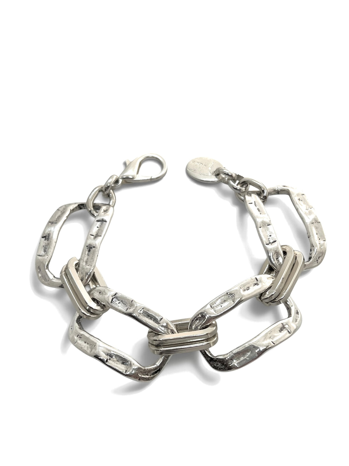 Pulsera plata 10µ cadena enlaces rectangulo martelle