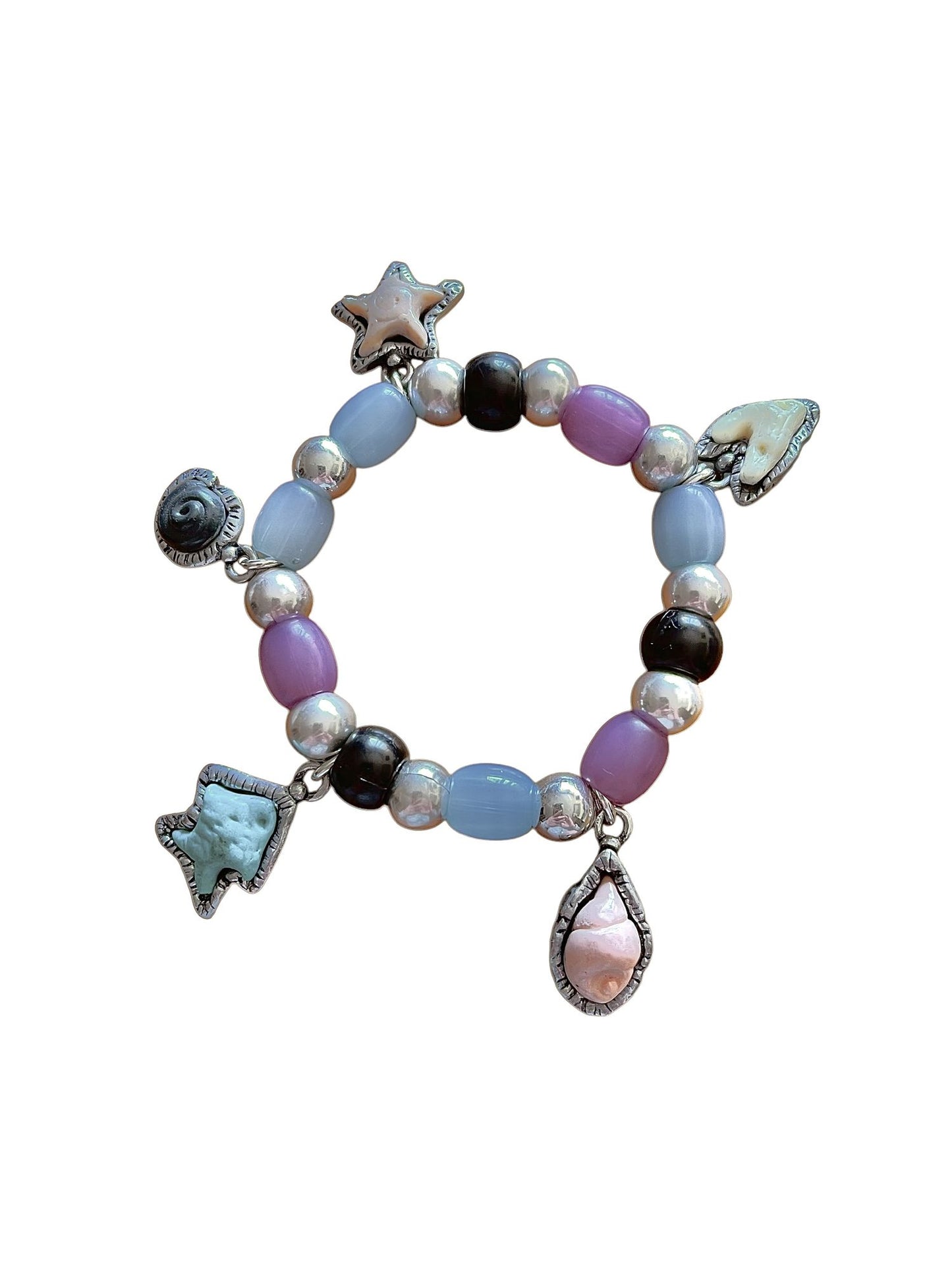 Pulsera elástica Marine en plata 10µ y resinas colores