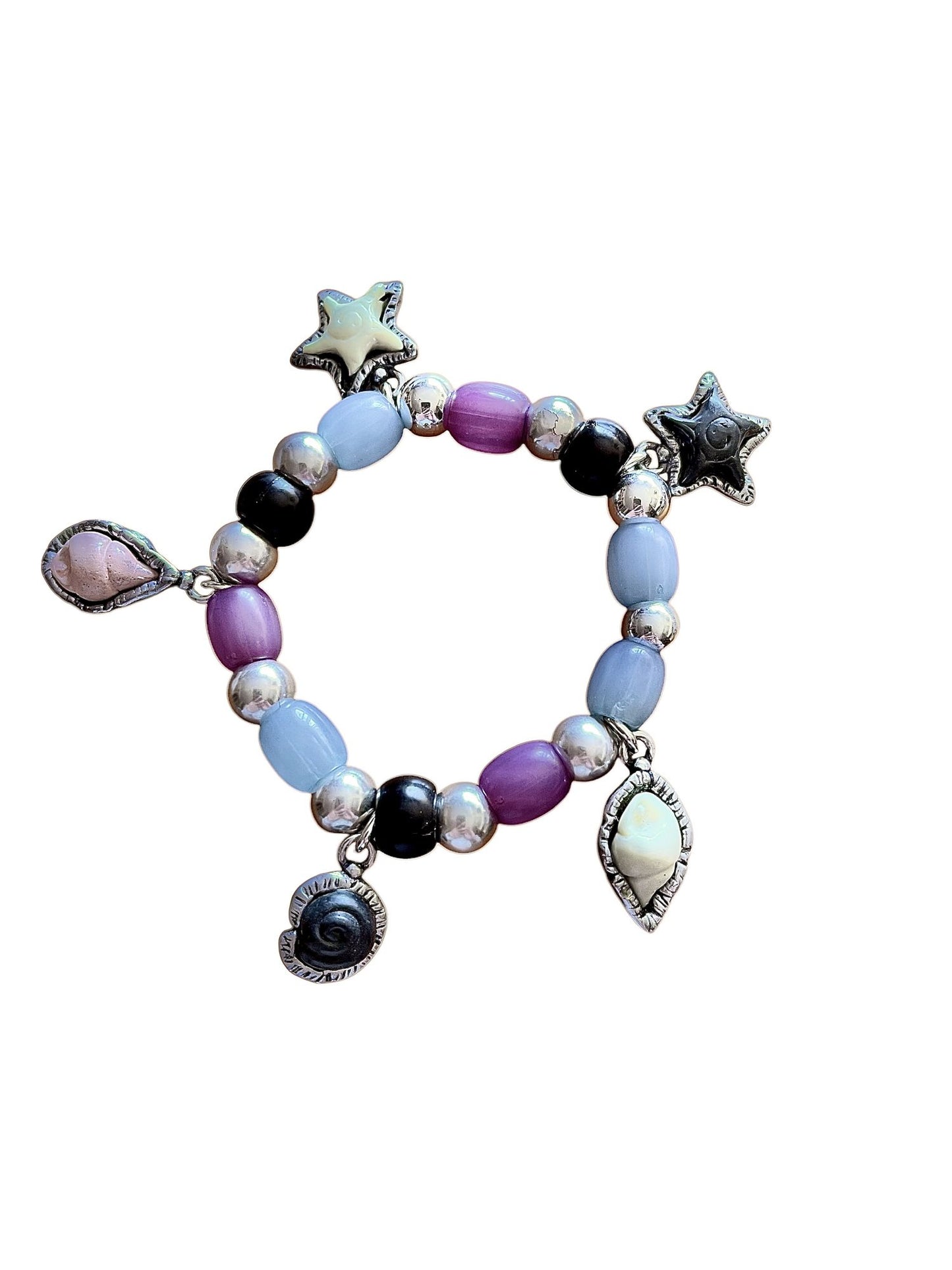 Pulsera elástica Marine en plata 10µ y resinas colores
