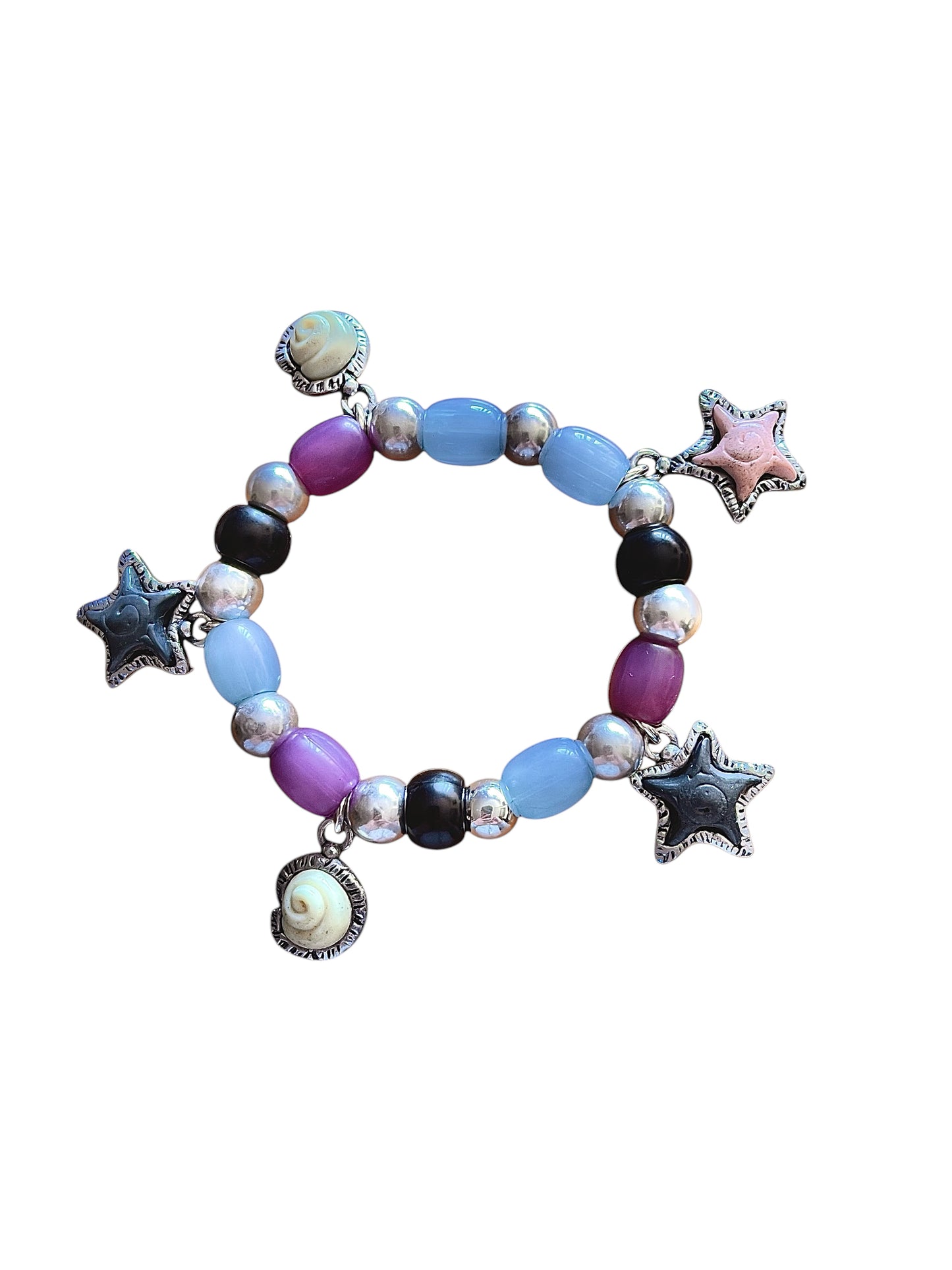 Pulsera elástica Marine en plata 10µ y resinas colores