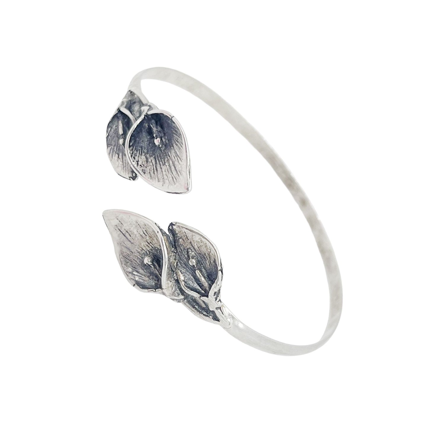 Pulsera calas dobles en latón ajustable plata 7micras