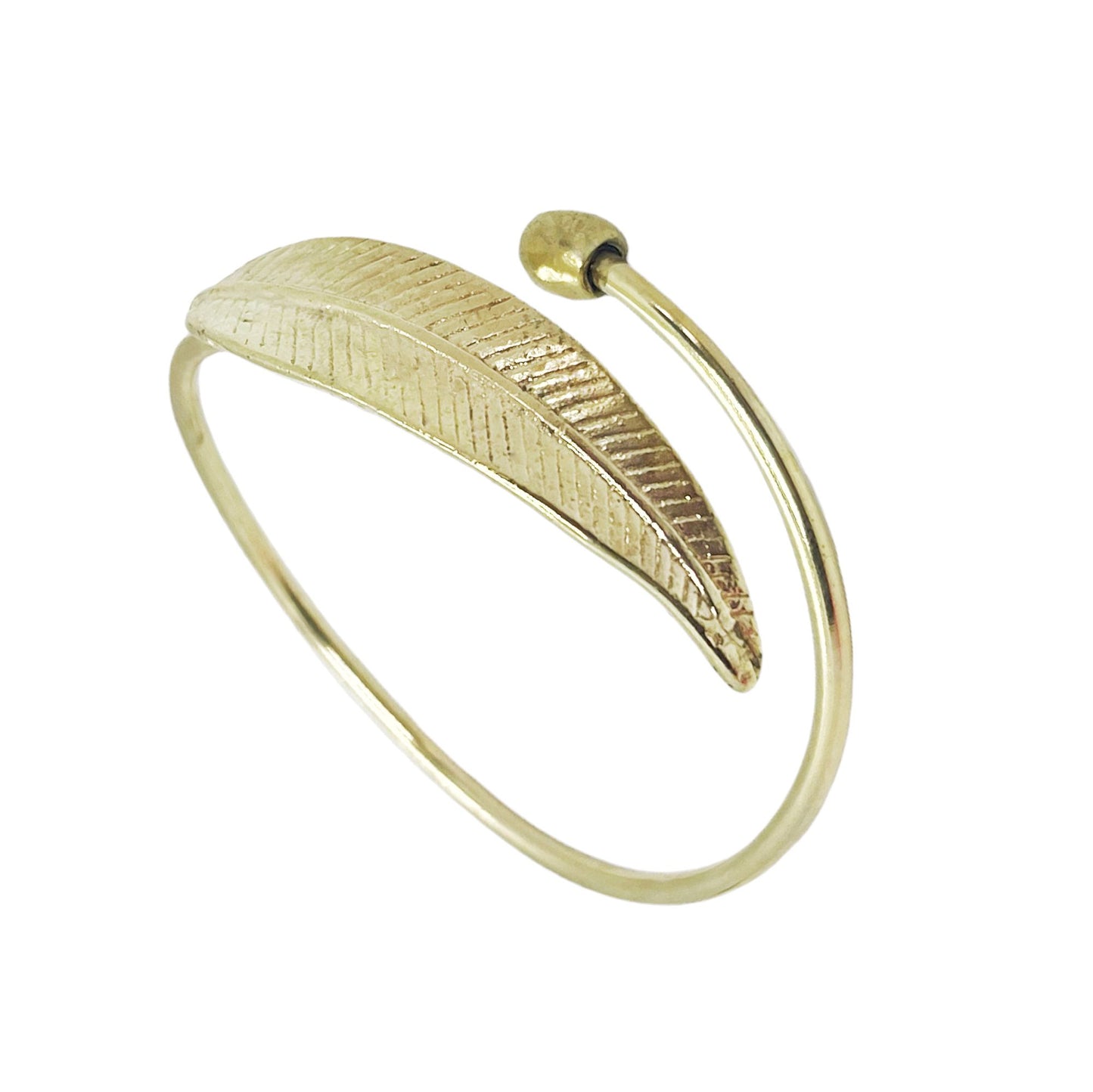 Pulsera dorado hoja ajustable y bola en base latón