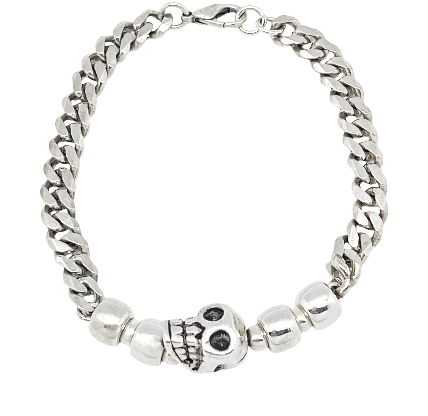 Pulsera cadena Skull 3D en plata chapado