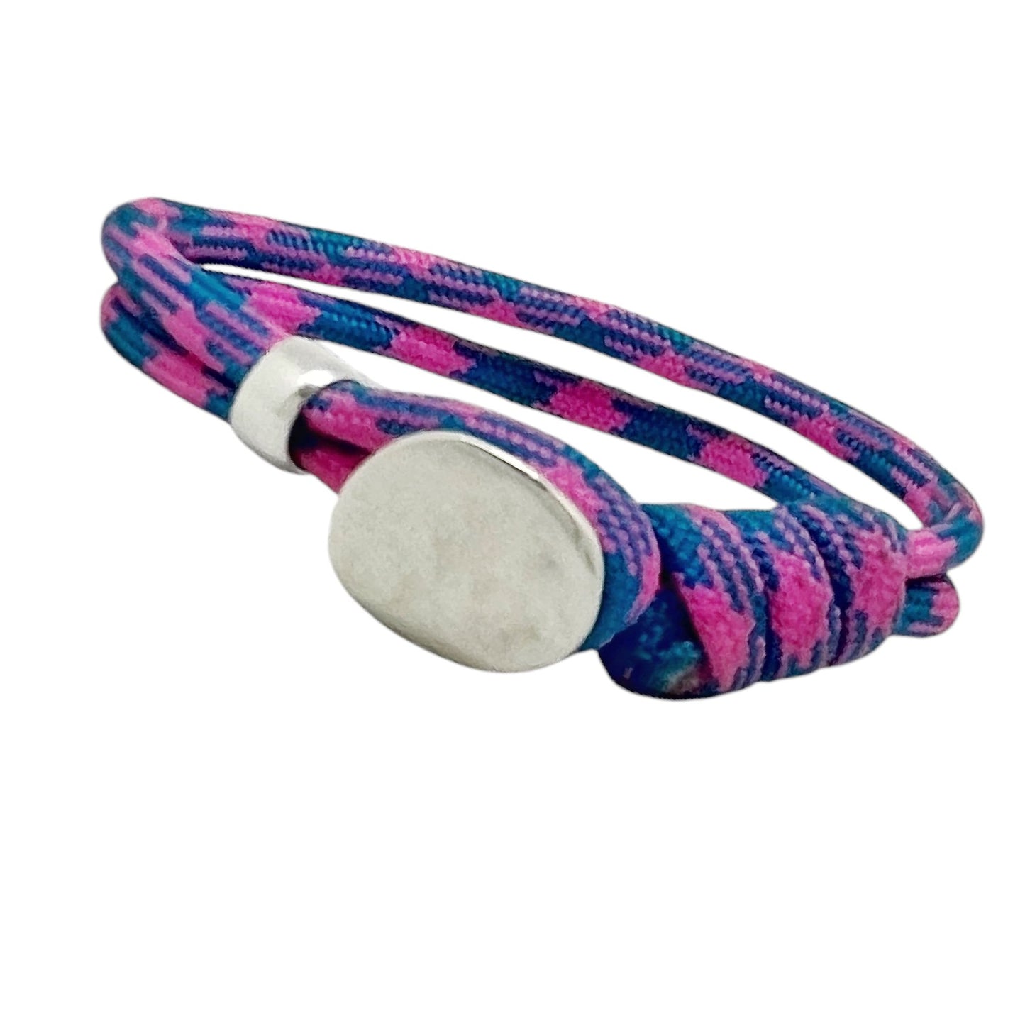 Pulsera Boton paracord rosa y plata