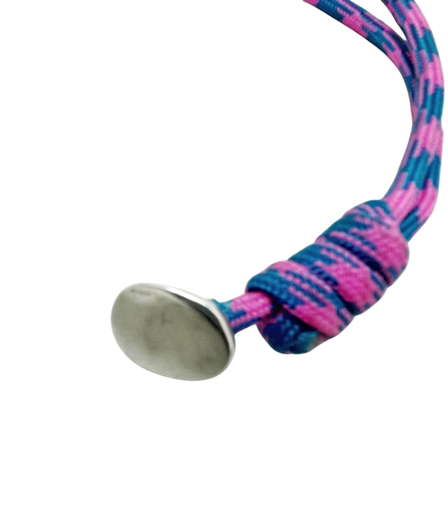 Pulsera Boton paracord rosa y plata