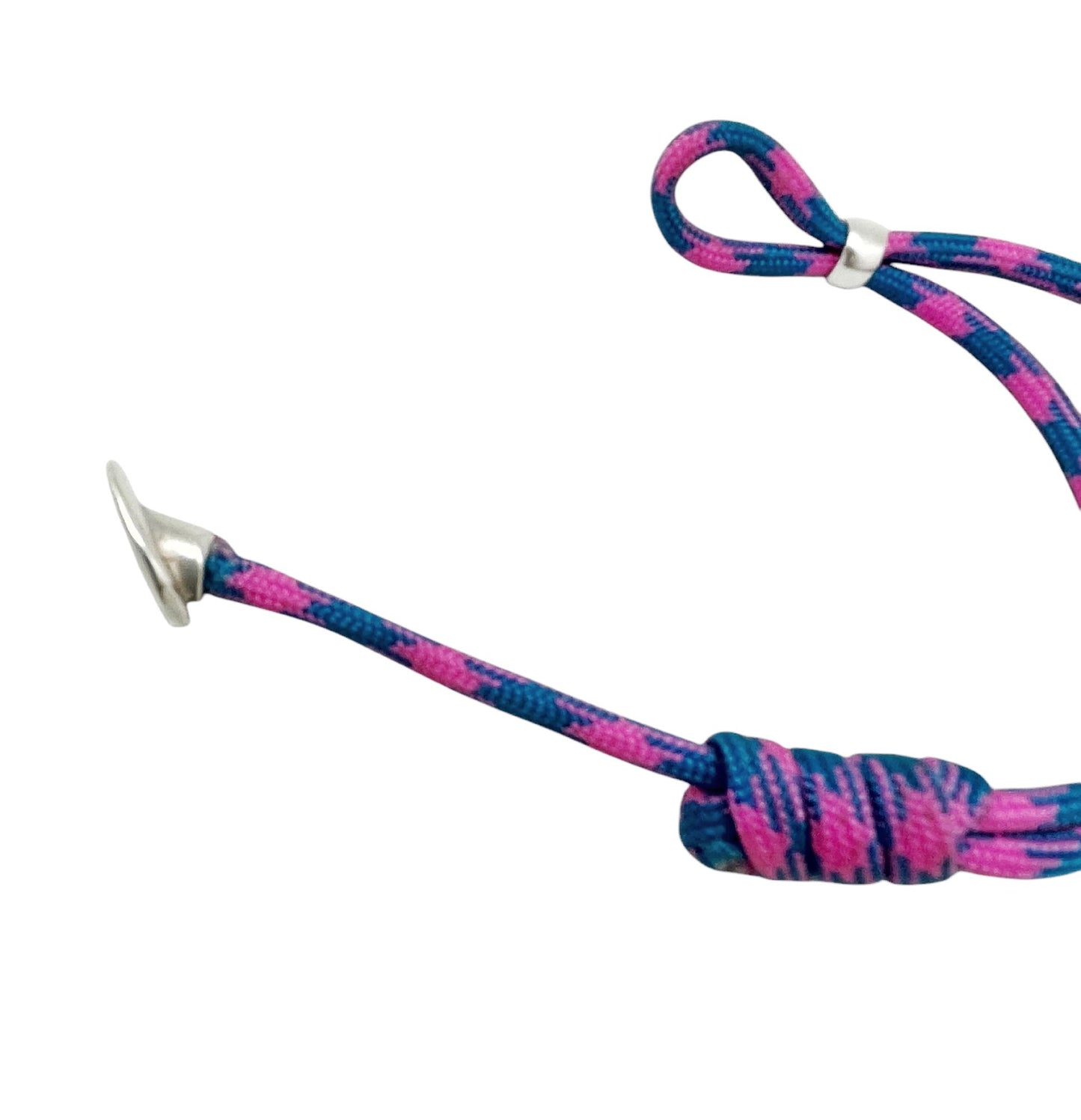 Pulsera Boton paracord rosa y plata