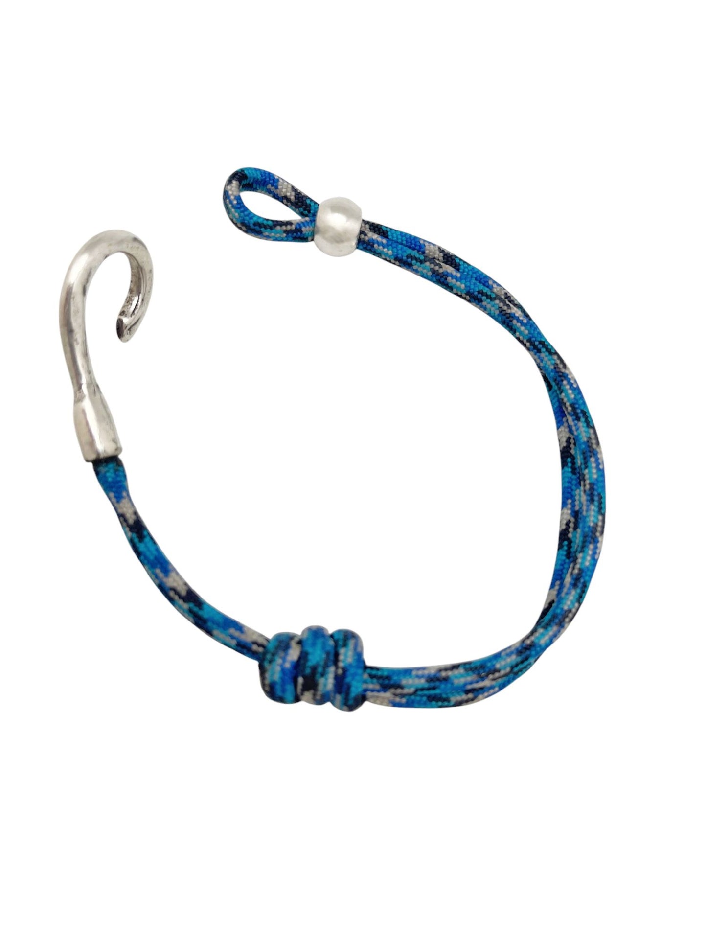 Pulsera garfio paracord en azul y plata