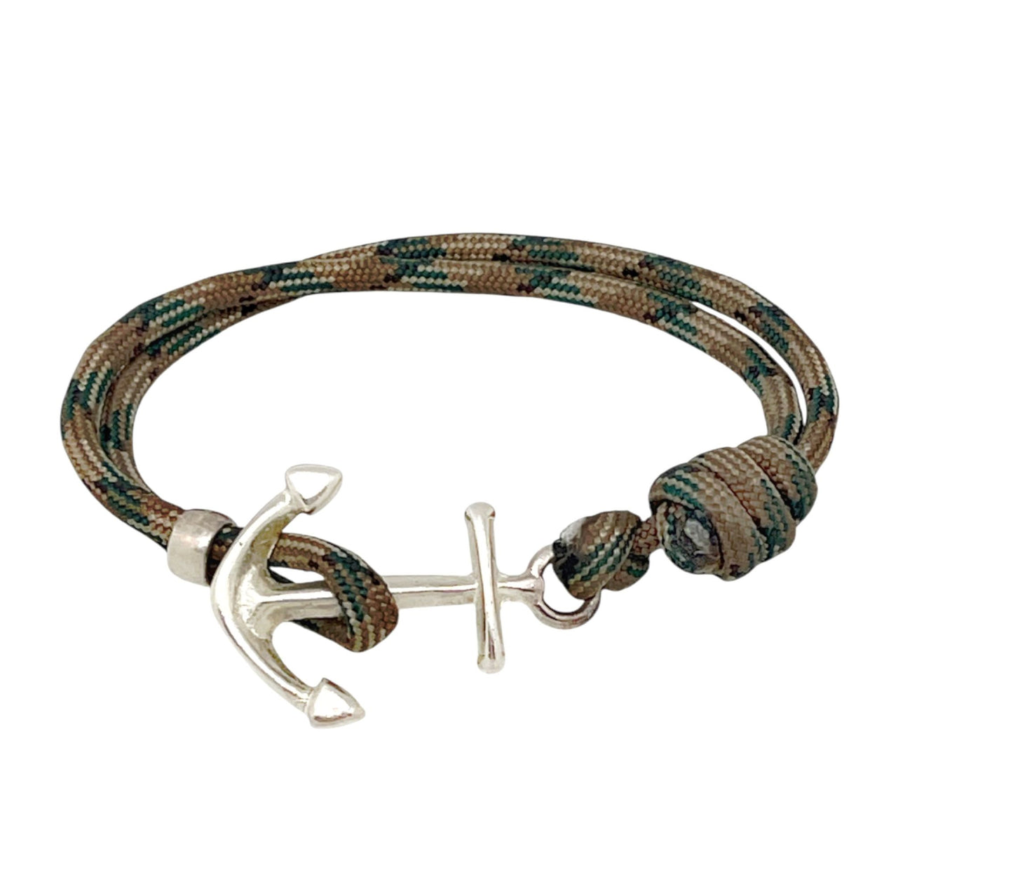 Pulsera Ancla paracord en verde jaspe y plata chapado