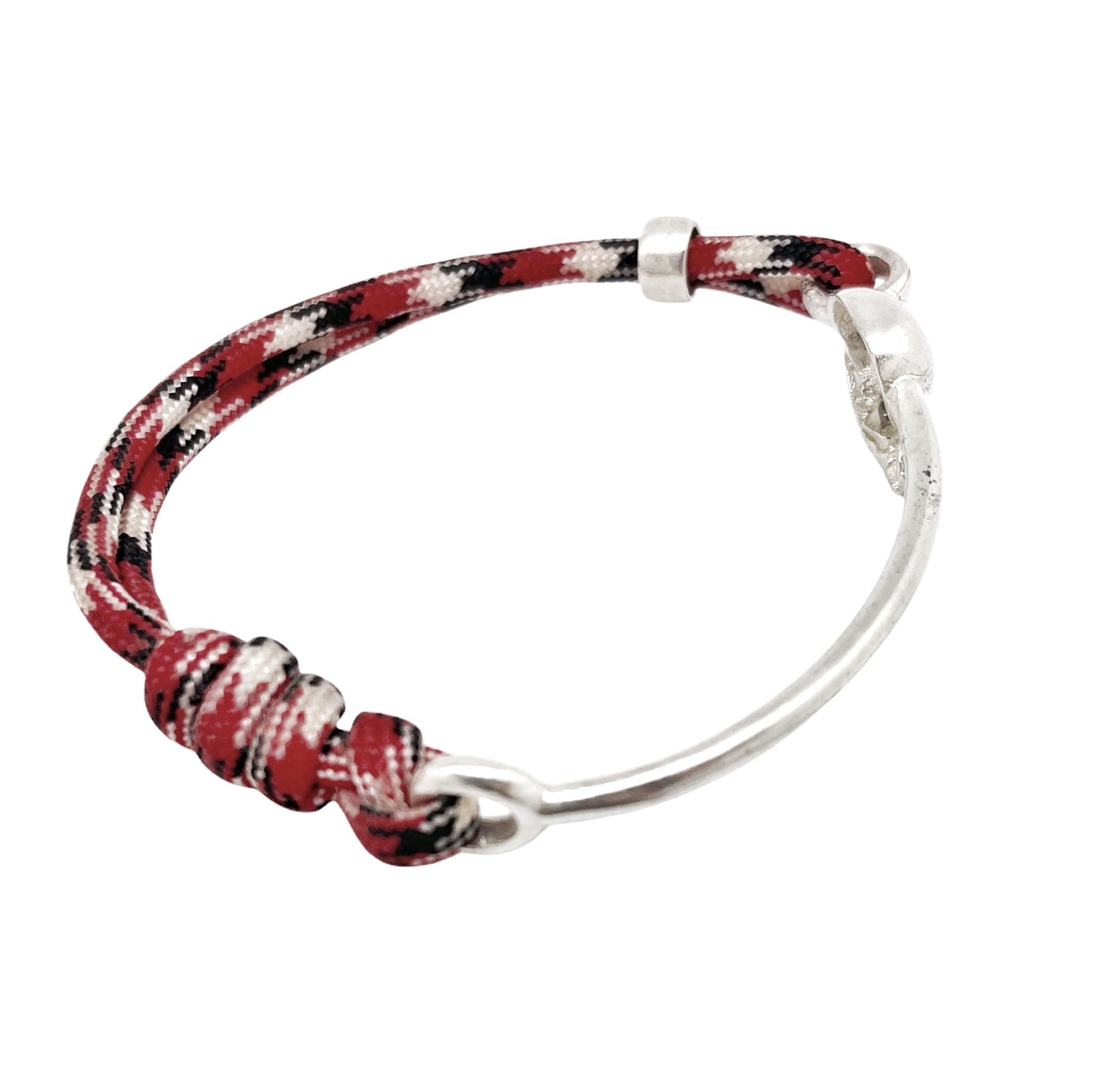 Pulsera paracord BarraSkull rojo y plata