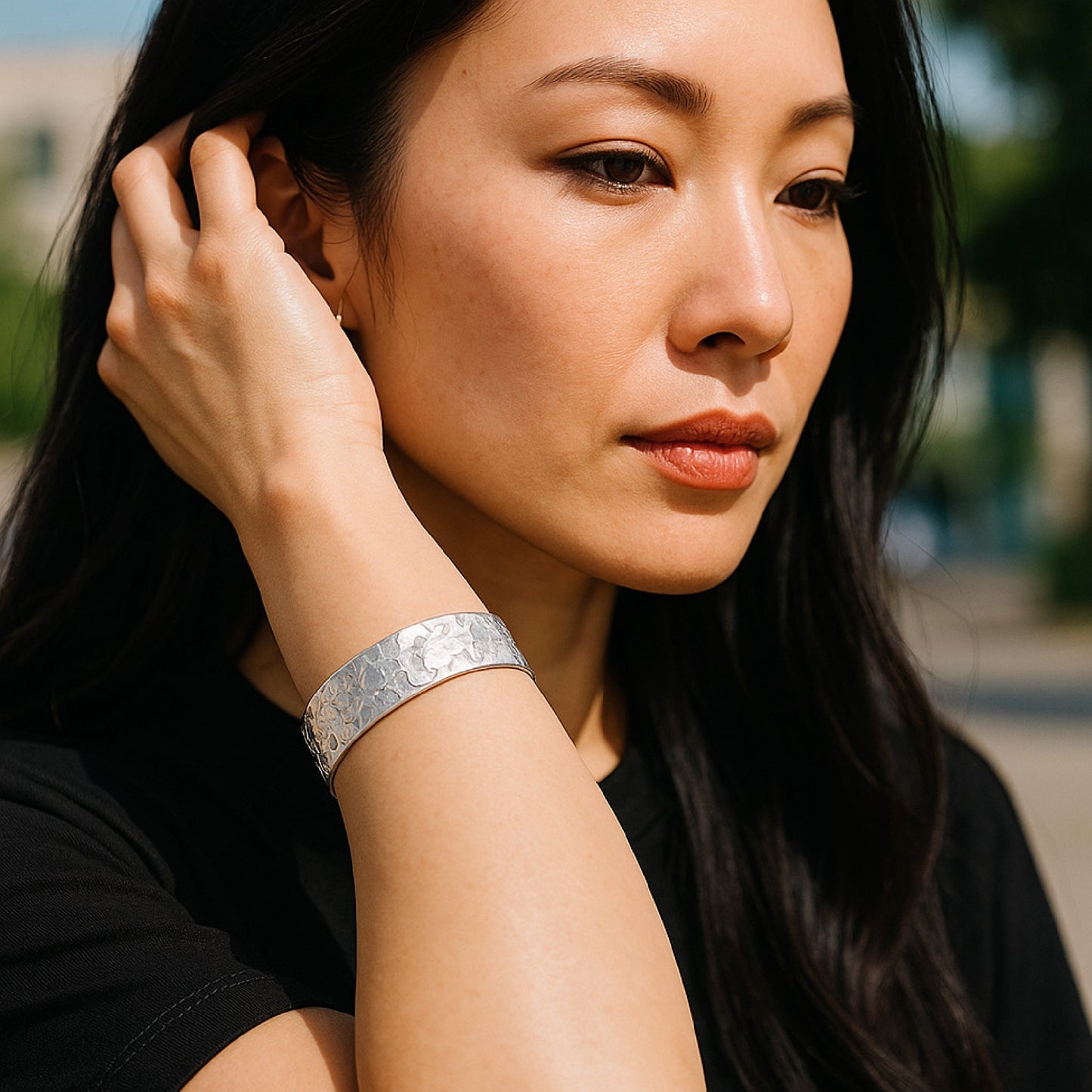 Pulsera brazalete Alunizaje Pícolo en latón plata 10µ