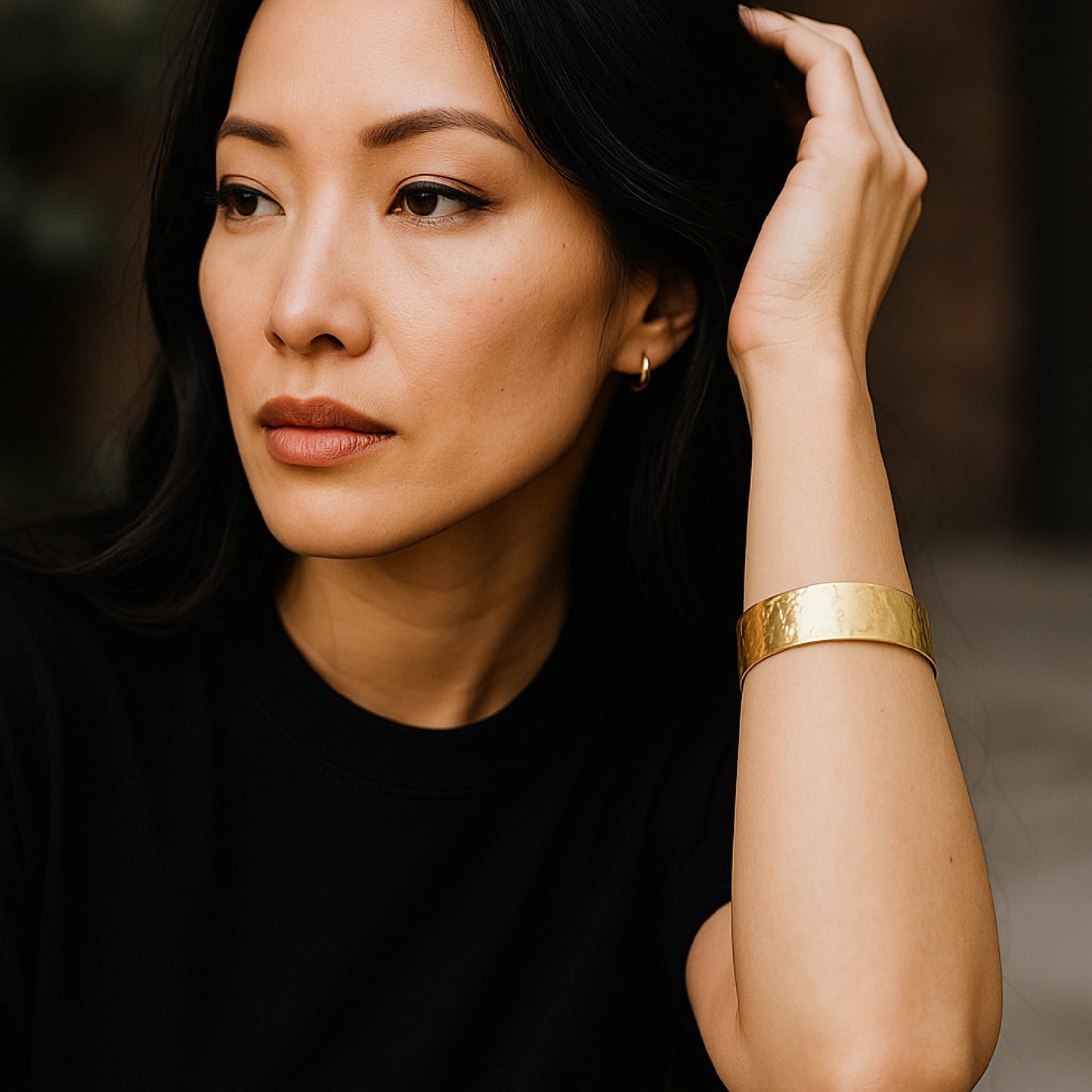 Pulsera brazalete Alunizaje Pícolo en latón dorado
