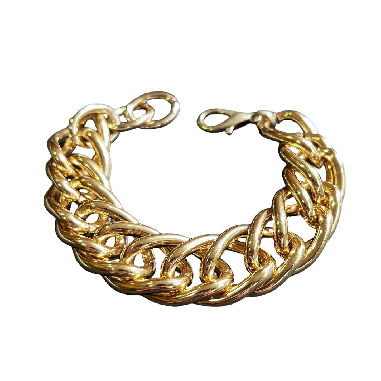 Pulsera eslabón grande dorado doble