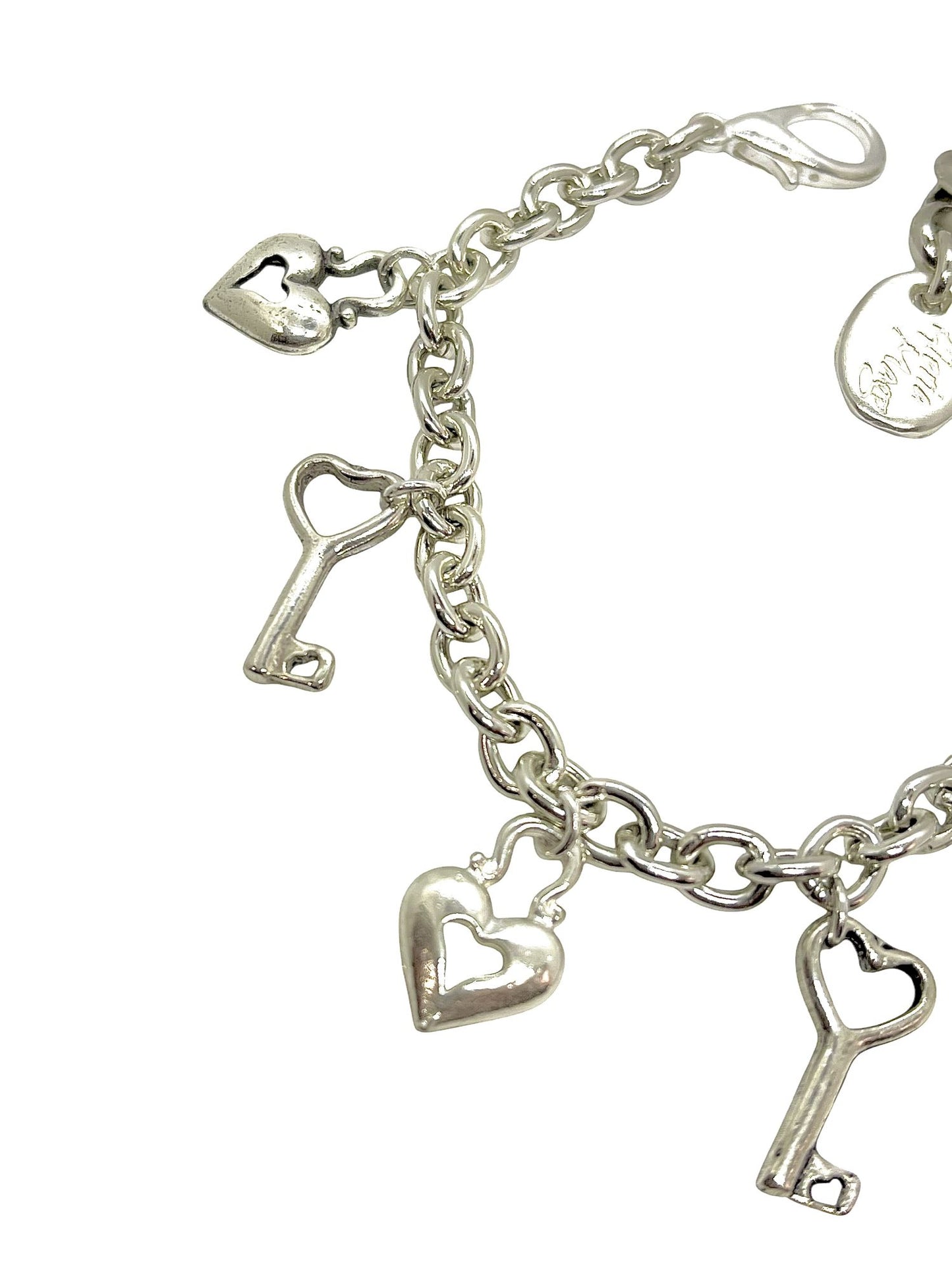 Pulseira de amor multi-encantos em banho de prata