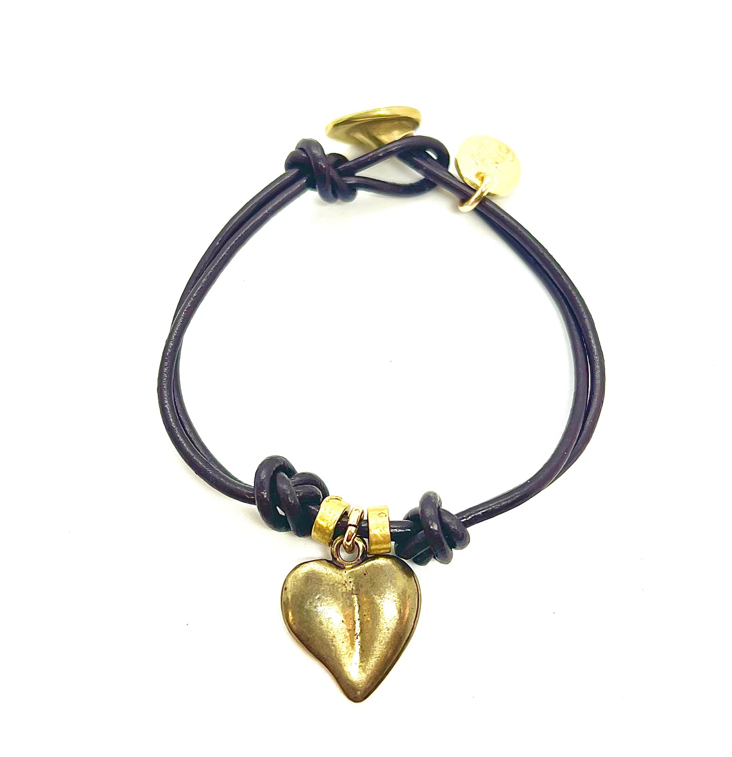 Pulsera MyLove cuero marrón y dorado