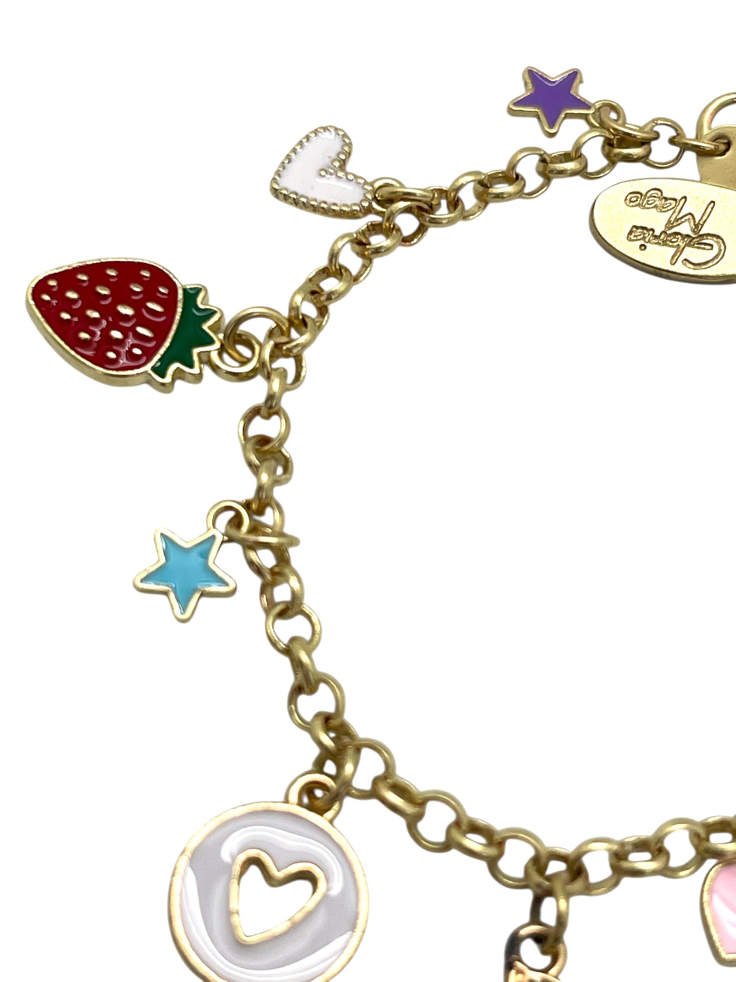 Pulsera charms multicolor latón en dorado