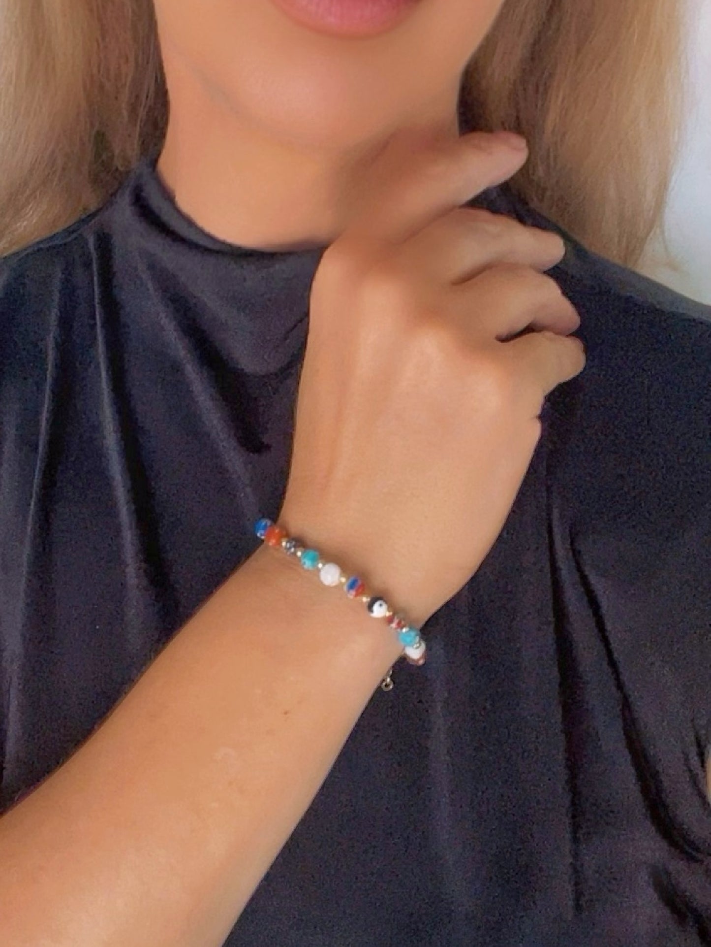 Pulsera cristal Talisaman de Luz en dorado multicolor
