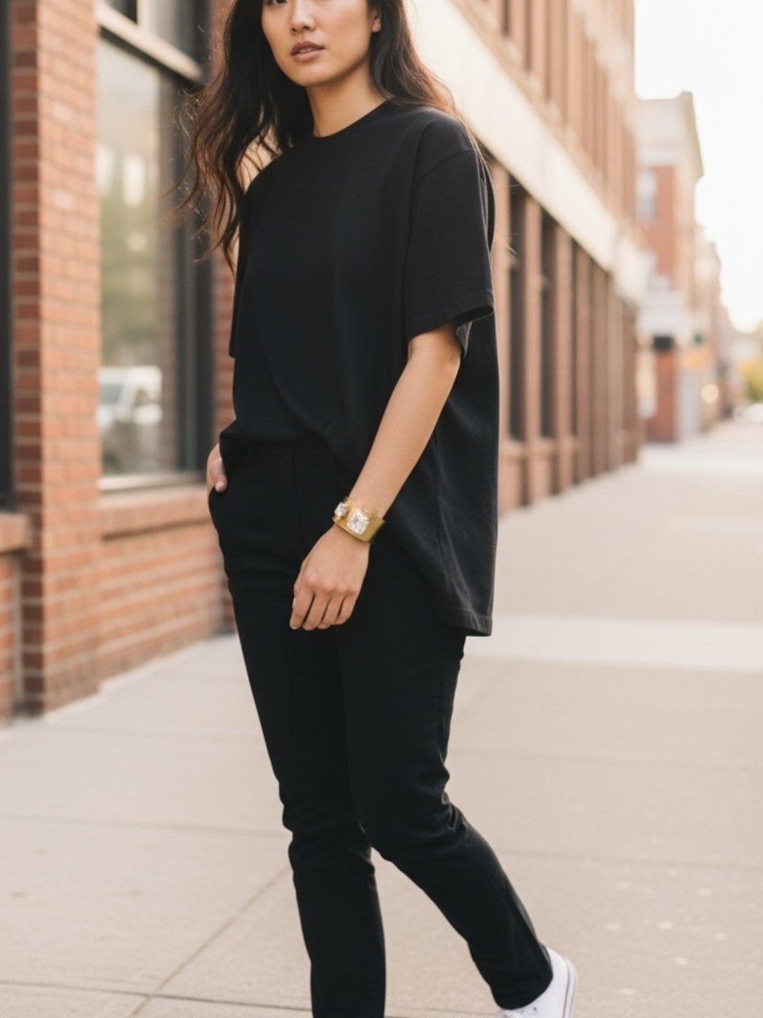 Brazalete ancho latón plata chapado 10µ y cristales diseño Gloria Mago