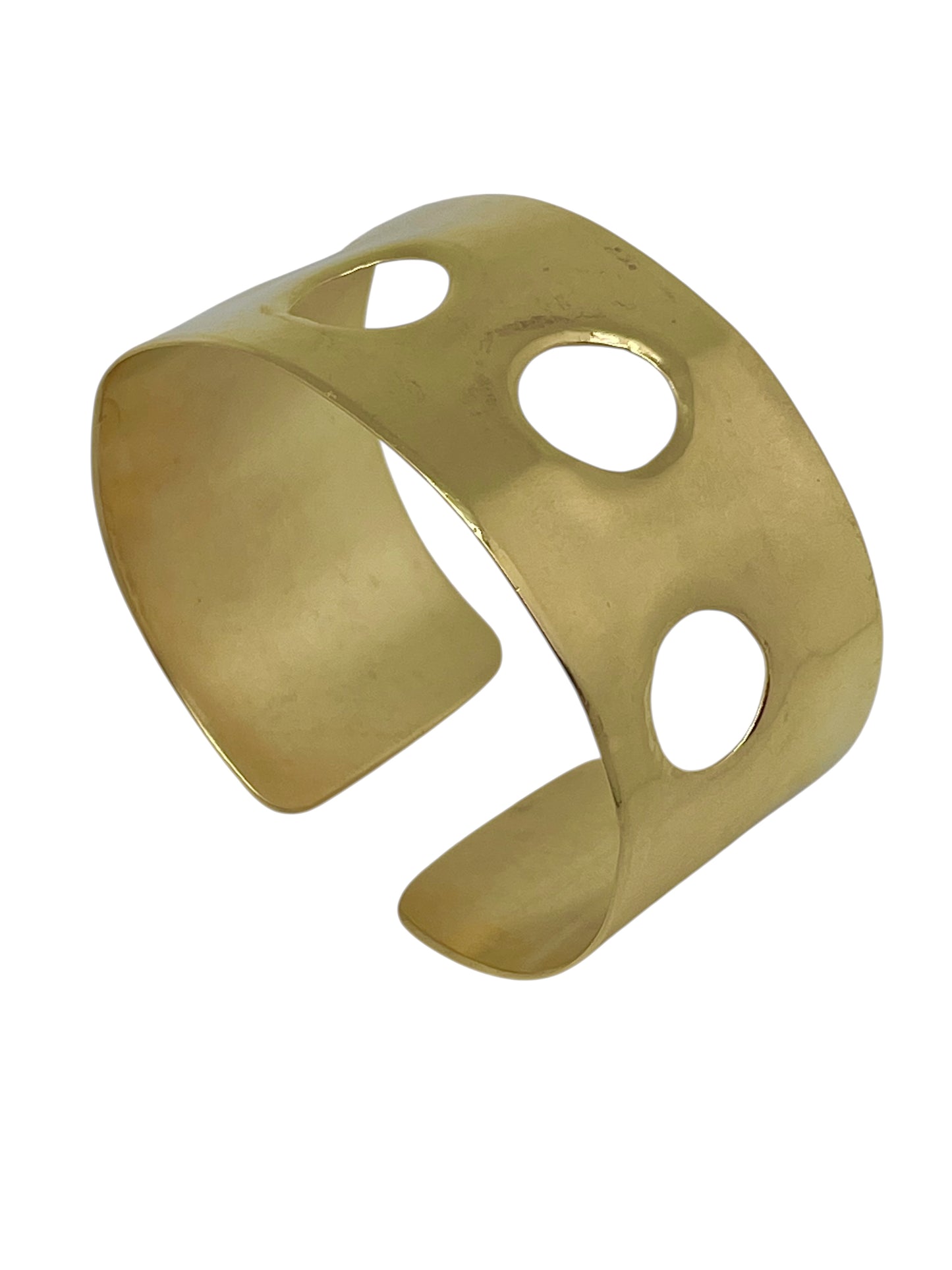 Pulseira "Laguna", punho largo em latão banhado a ouro