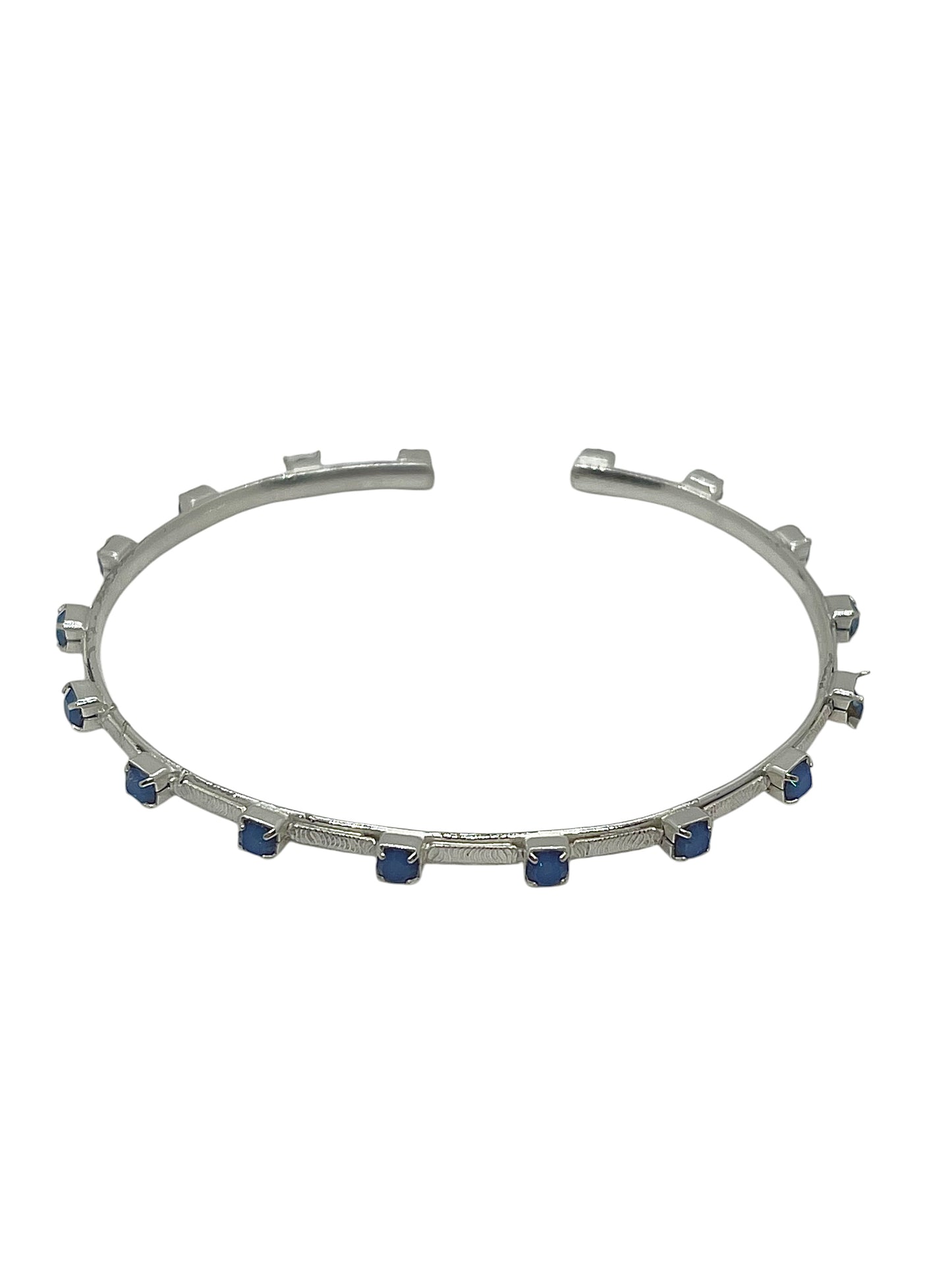 Pulsera Point plata y cristales de Sw en blue opal