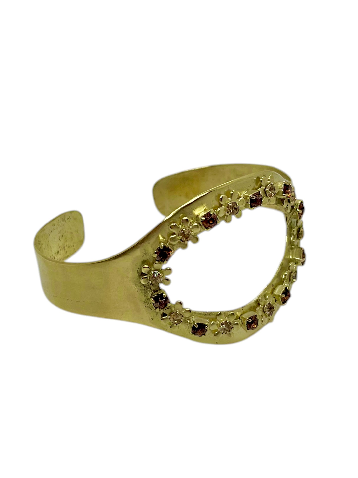 Pulsera Oval dorado y cristales de Sw mix marrones_ smoth topaz_ligt sm.topaz