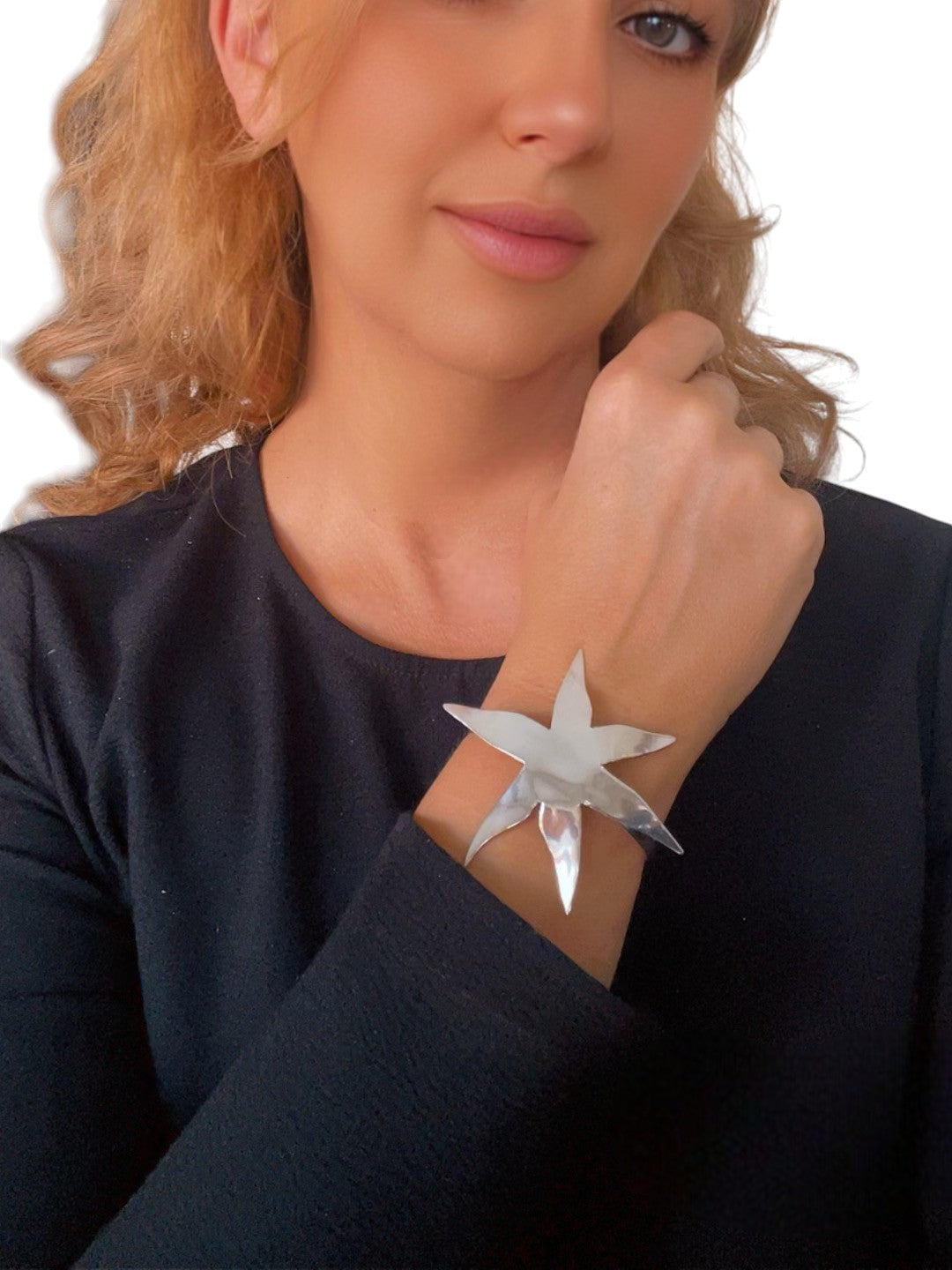 Brazalete estrella XXL laton plata 10µ o dorado