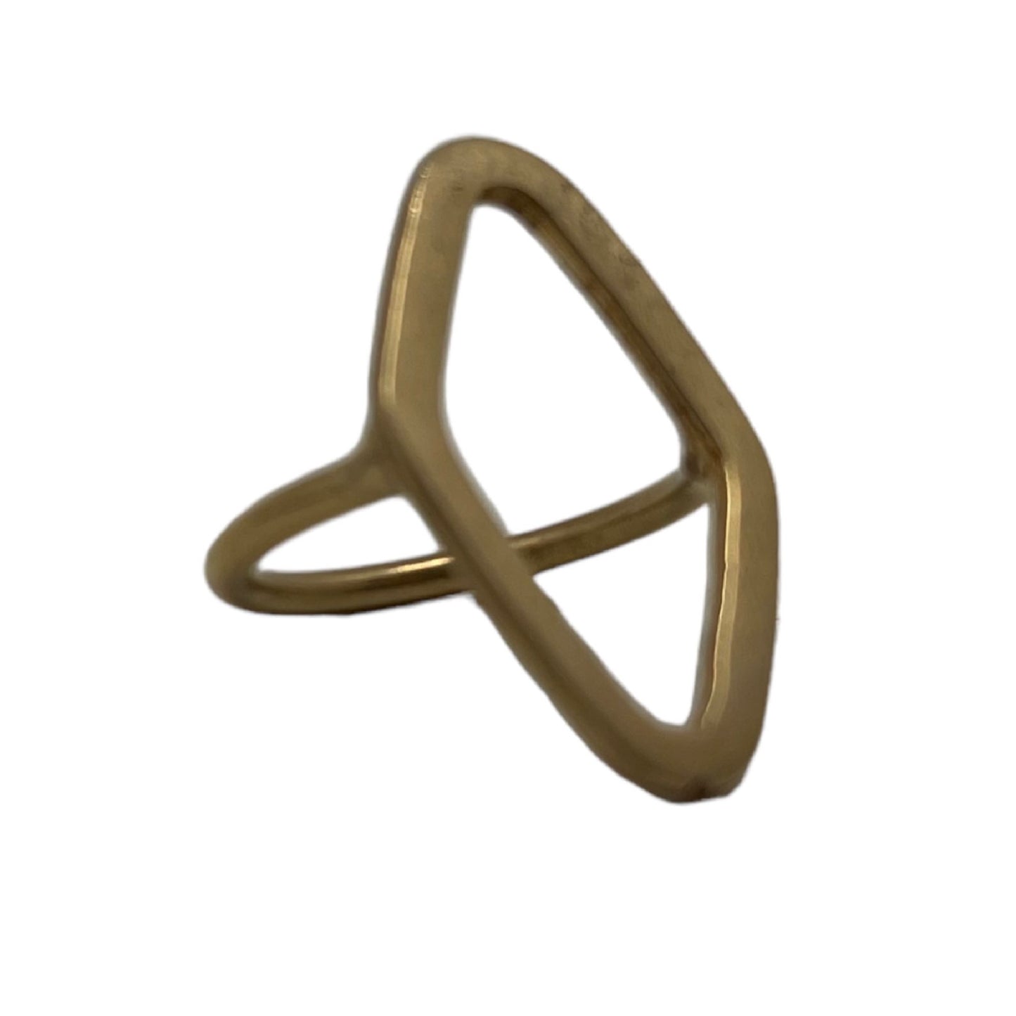 Anillo rombo "Gloria Mago" chapado dorado _ latón