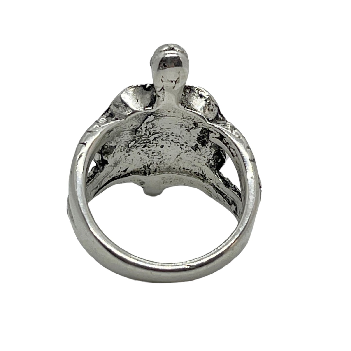 Anel de tartaruga, banhado a prata, 7 microns