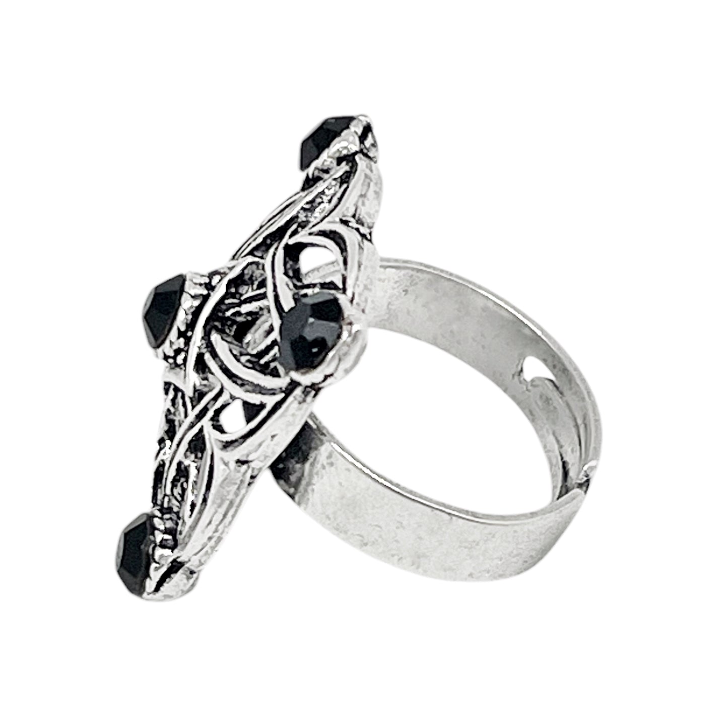 Anillo cuadrado Enredado en plata 10µm y cristal