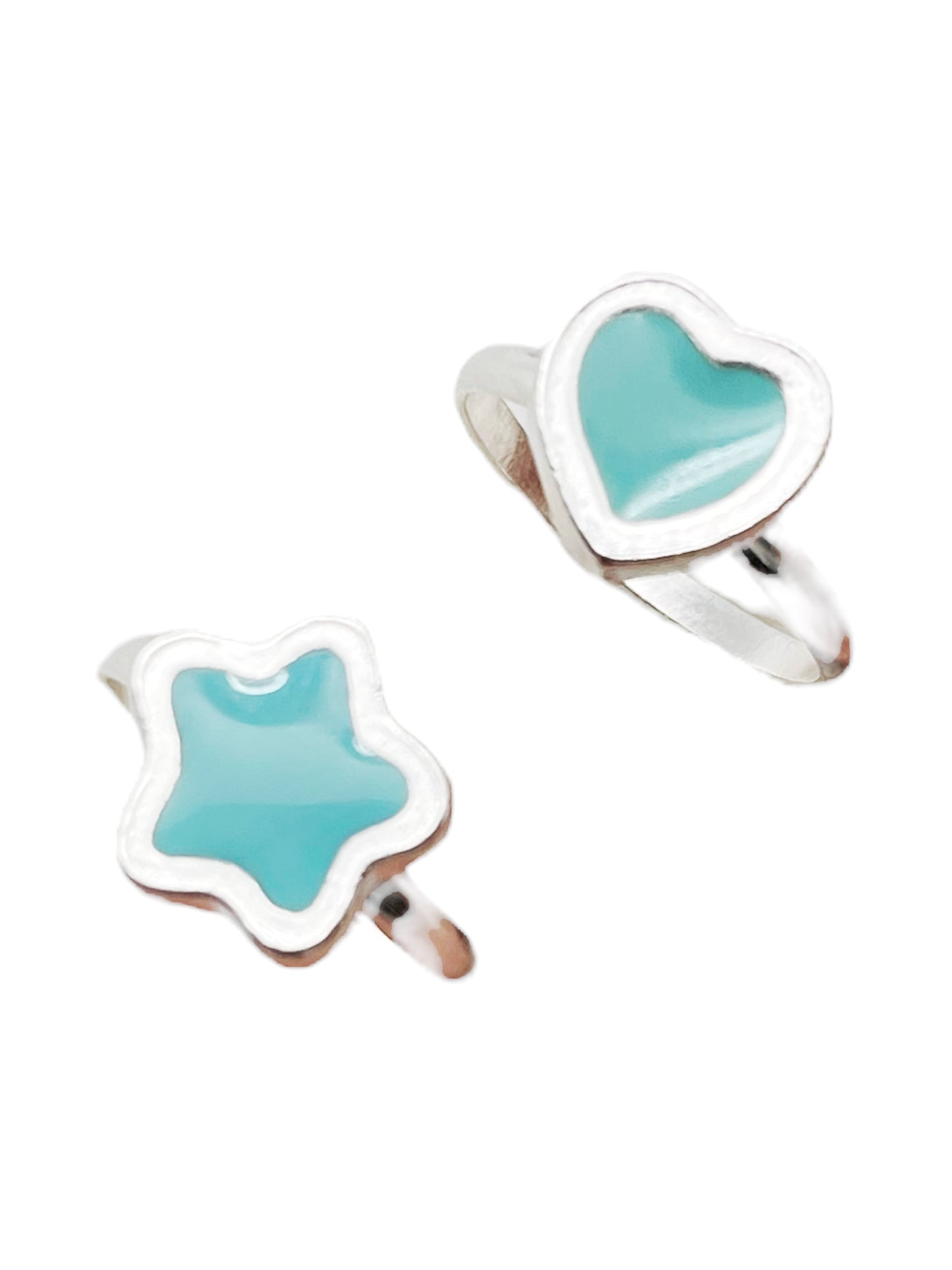 Pareja anillos Colors en plata 10µm y color azul celeeste
