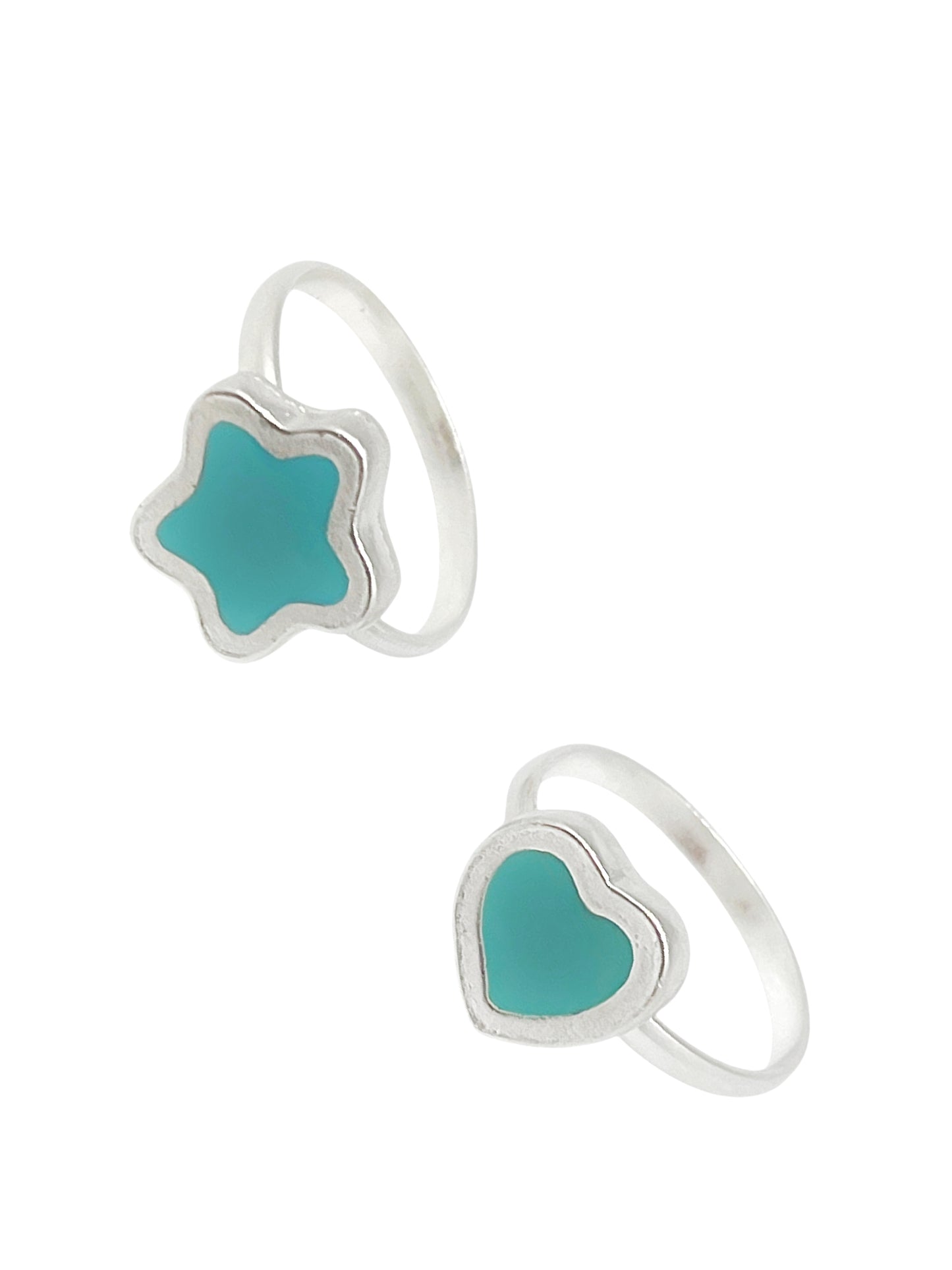 Pareja anillos Colors en plata 10µm y color azul celeeste