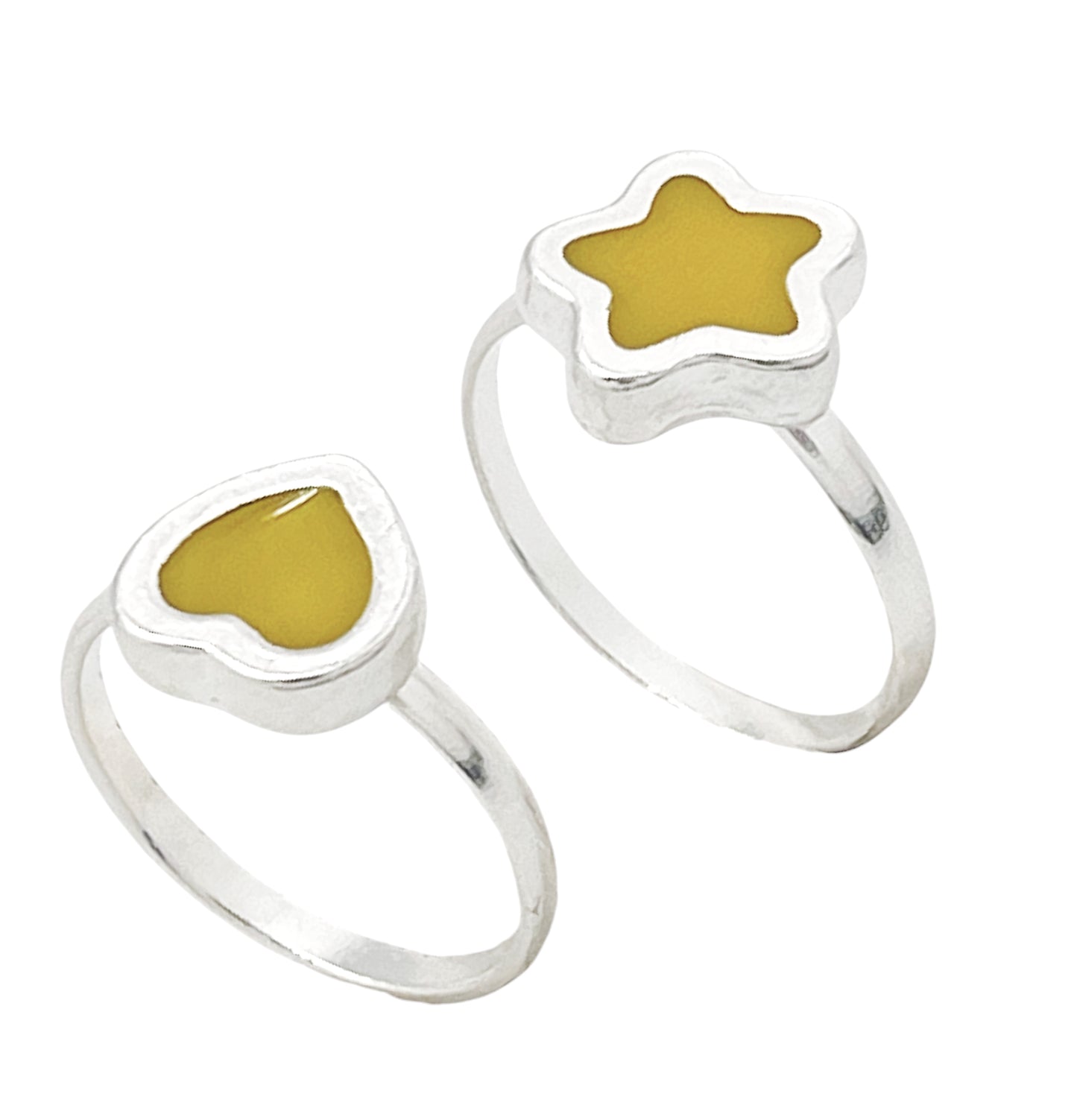 Pareja anillos Colors en plata 10µm y color mostaza