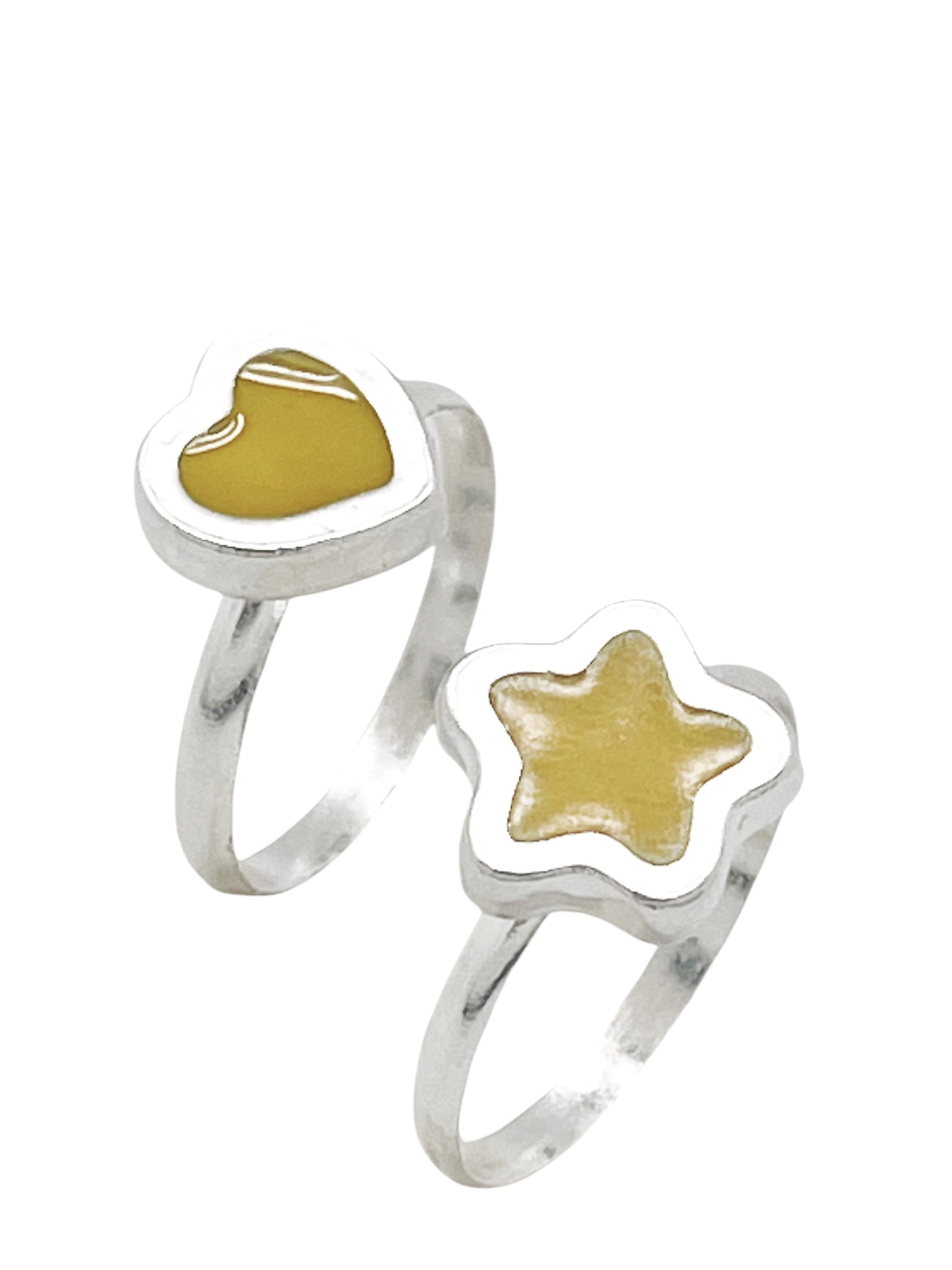 Pareja anillos Colors en plata 10µm y color mostaza