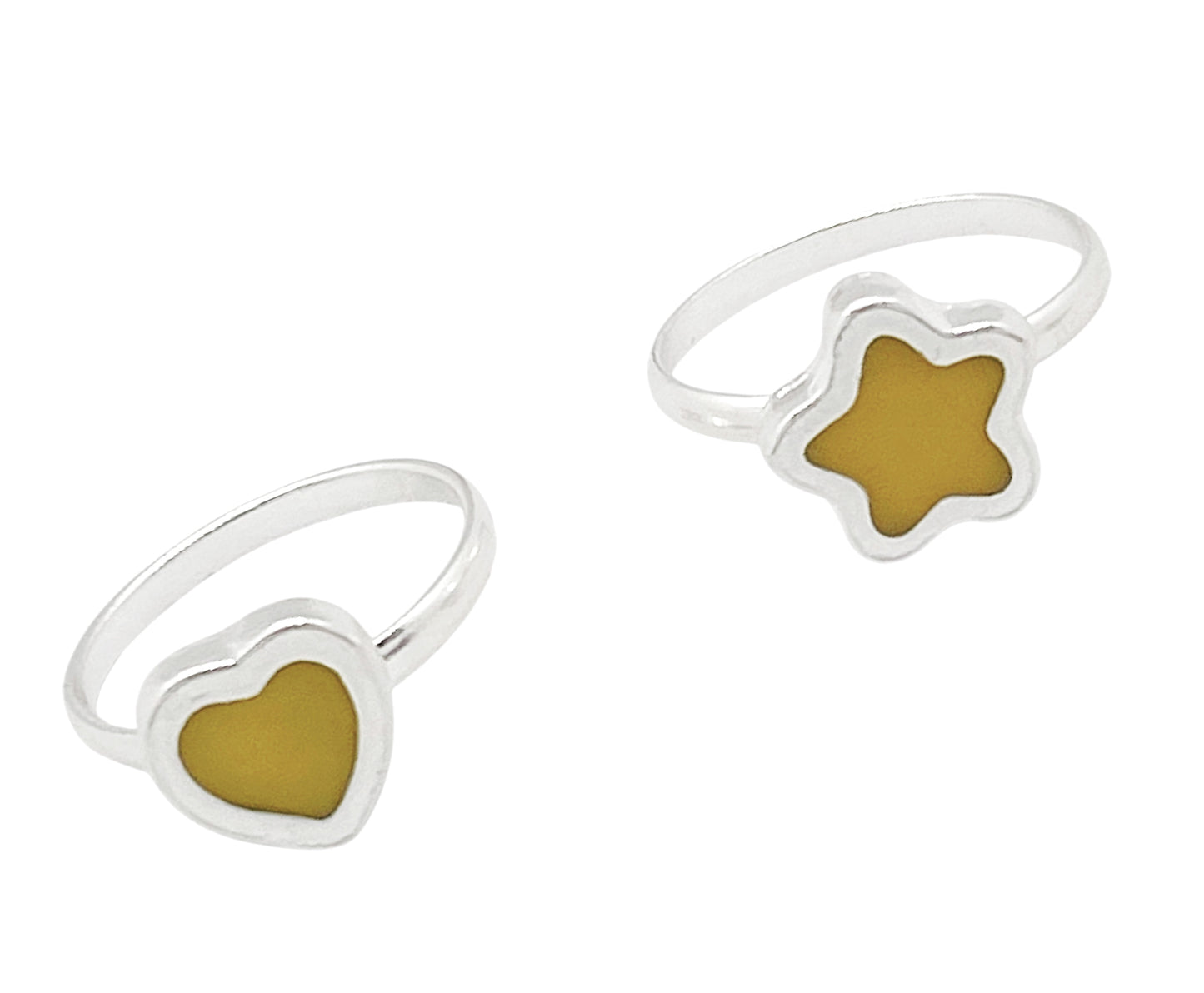 Pareja anillos Colors en plata 10µm y color mostaza