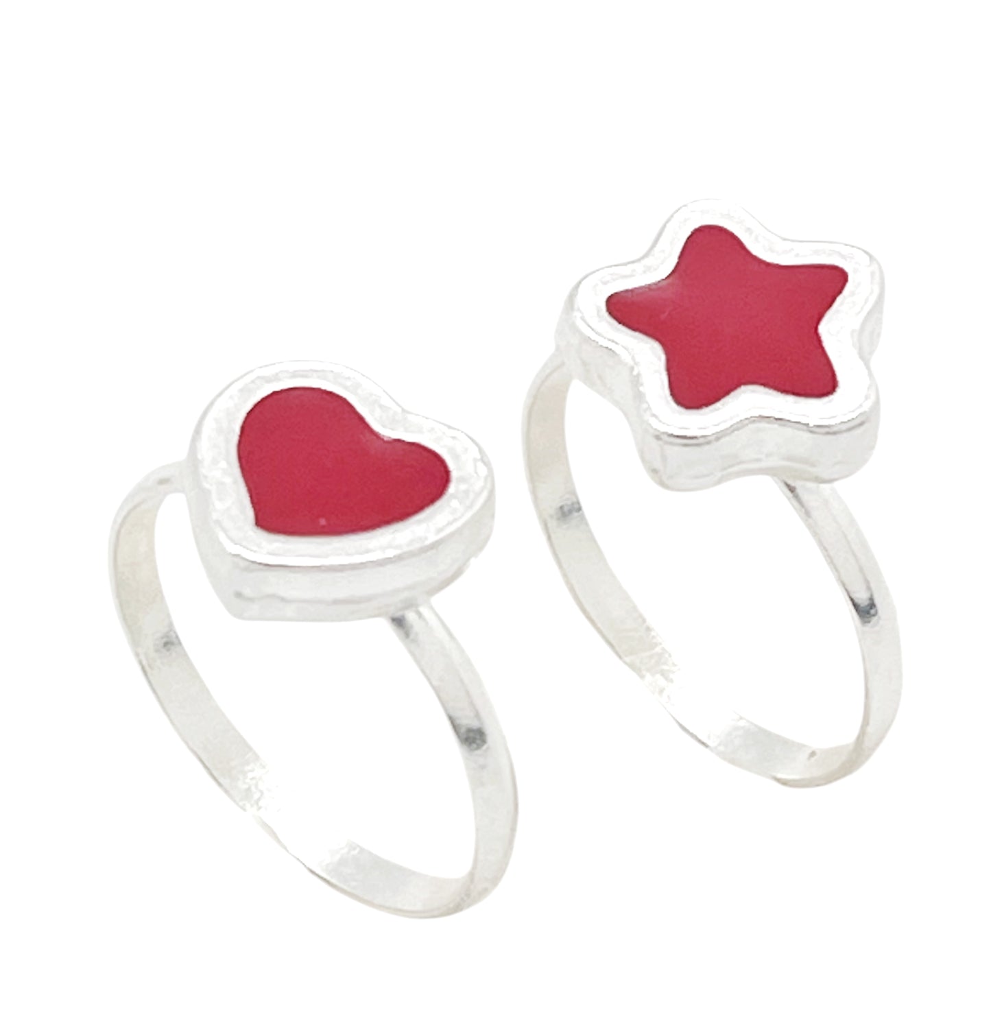 Pareja anillos Colors en plata 10µm y color rojo