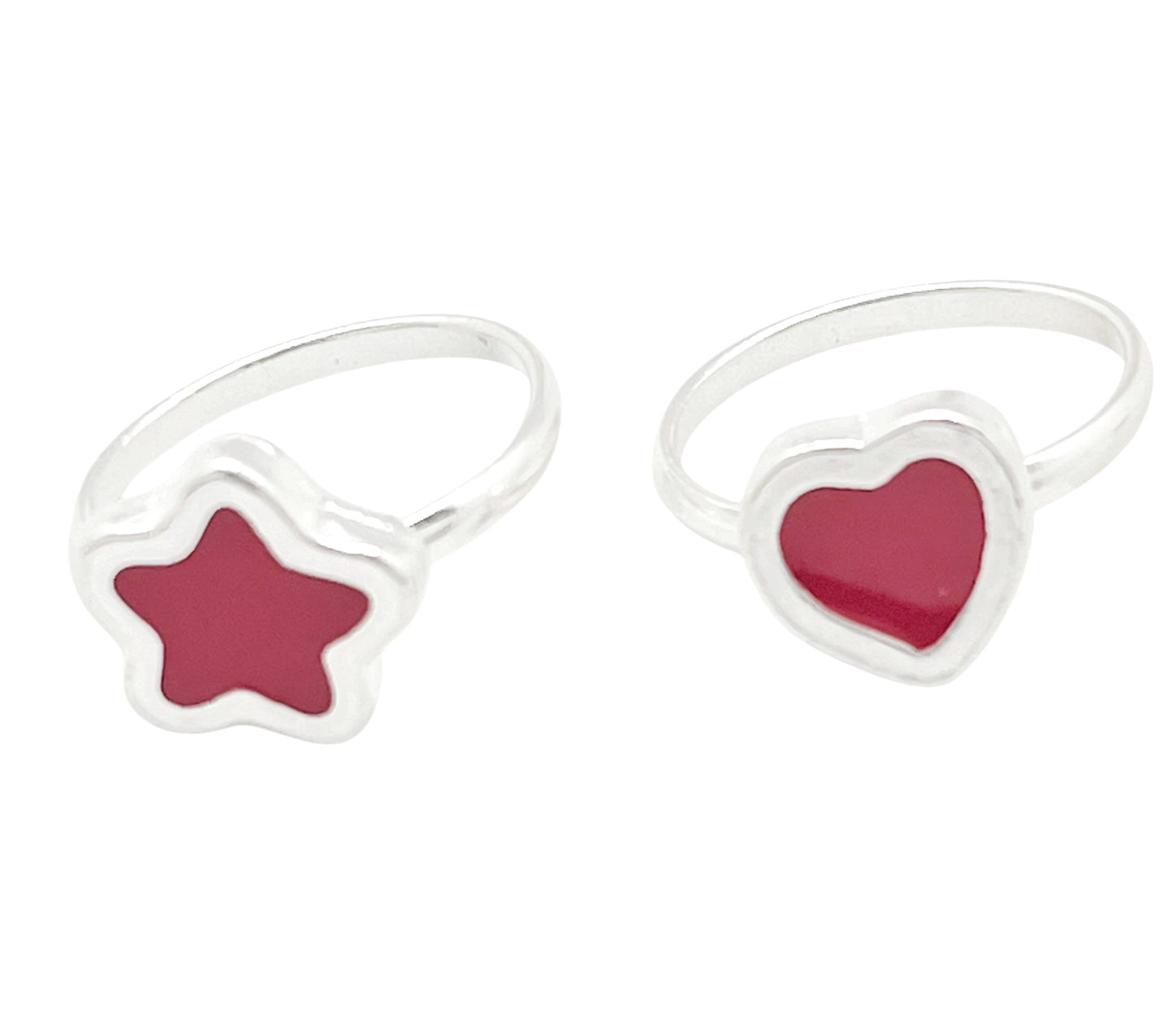 Pareja anillos Colors en plata 10µm y color rojo