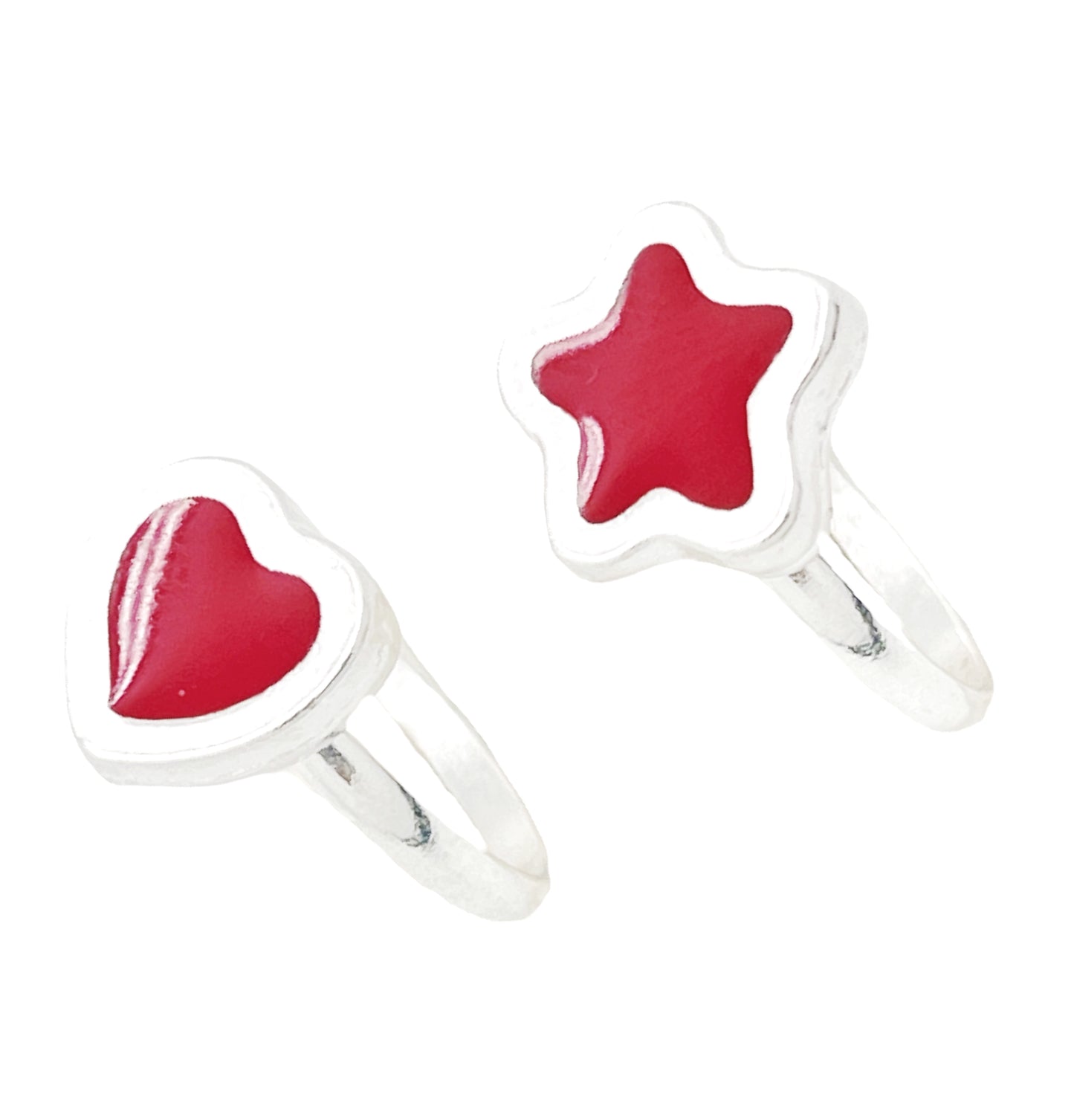 Pareja anillos Colors en plata 10µm y color rojo