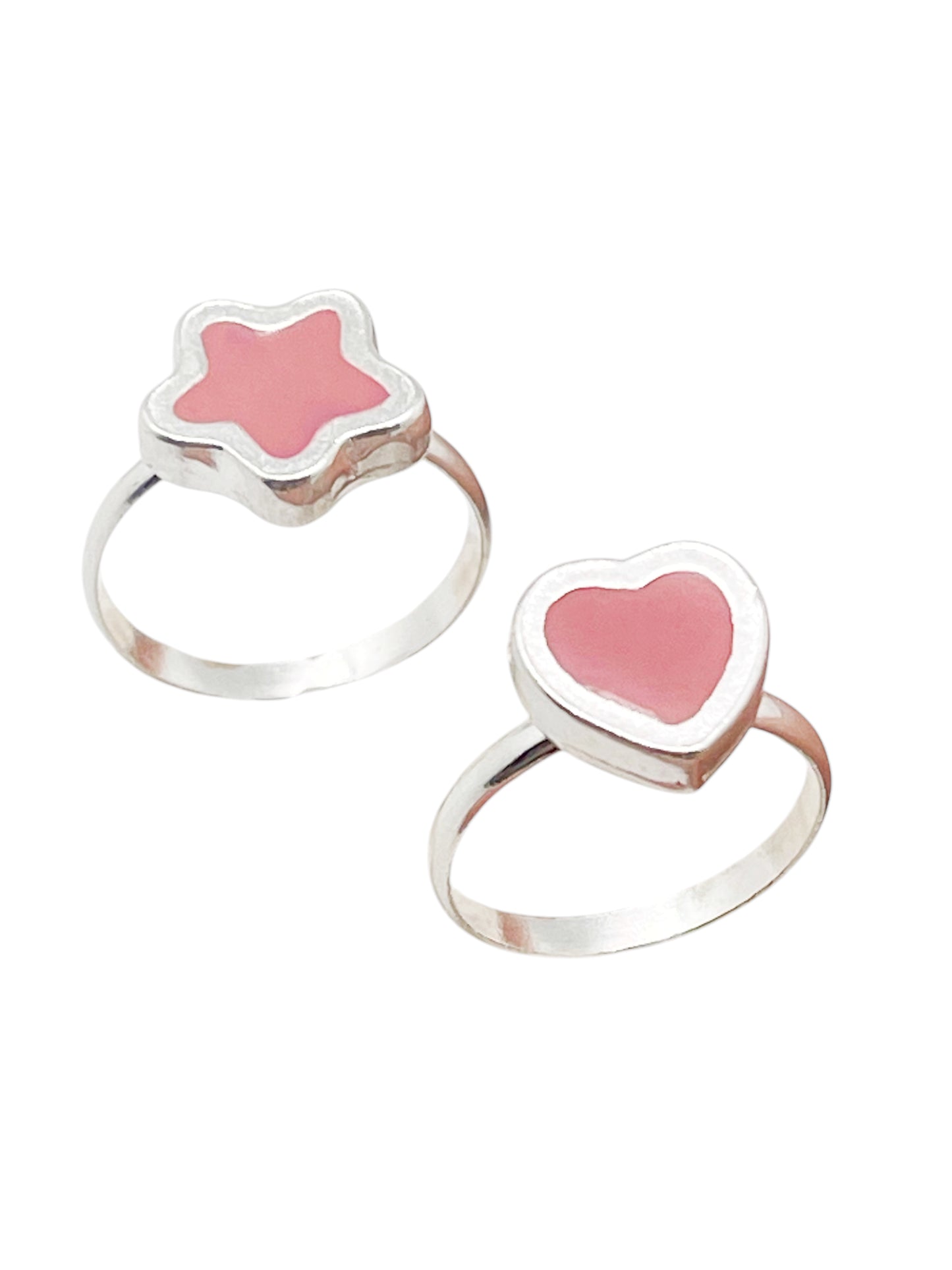 Pareja anillos Colors en plata 10µm y color rosa