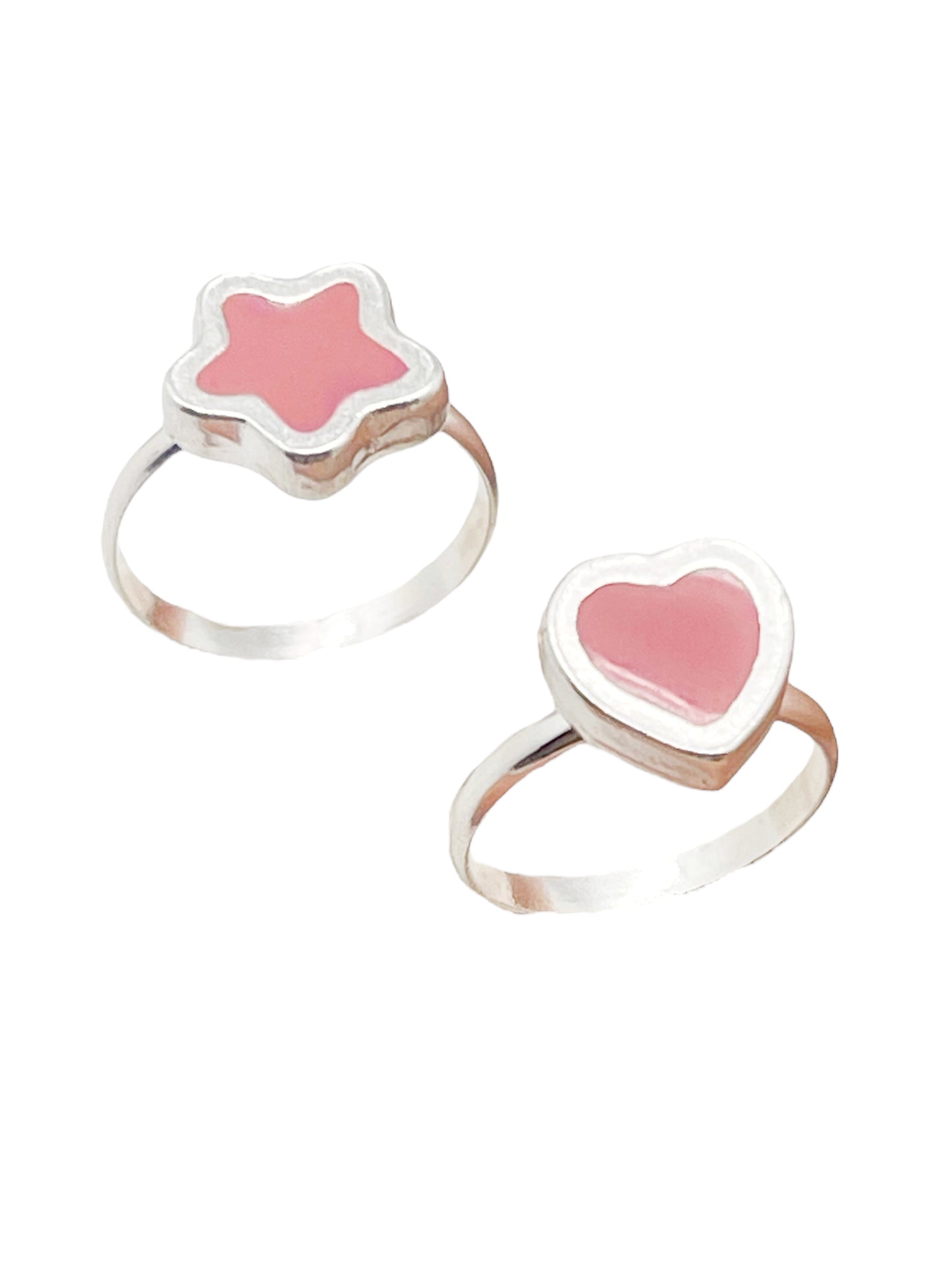 Pareja anillos Colors en plata 10µm y color rosa