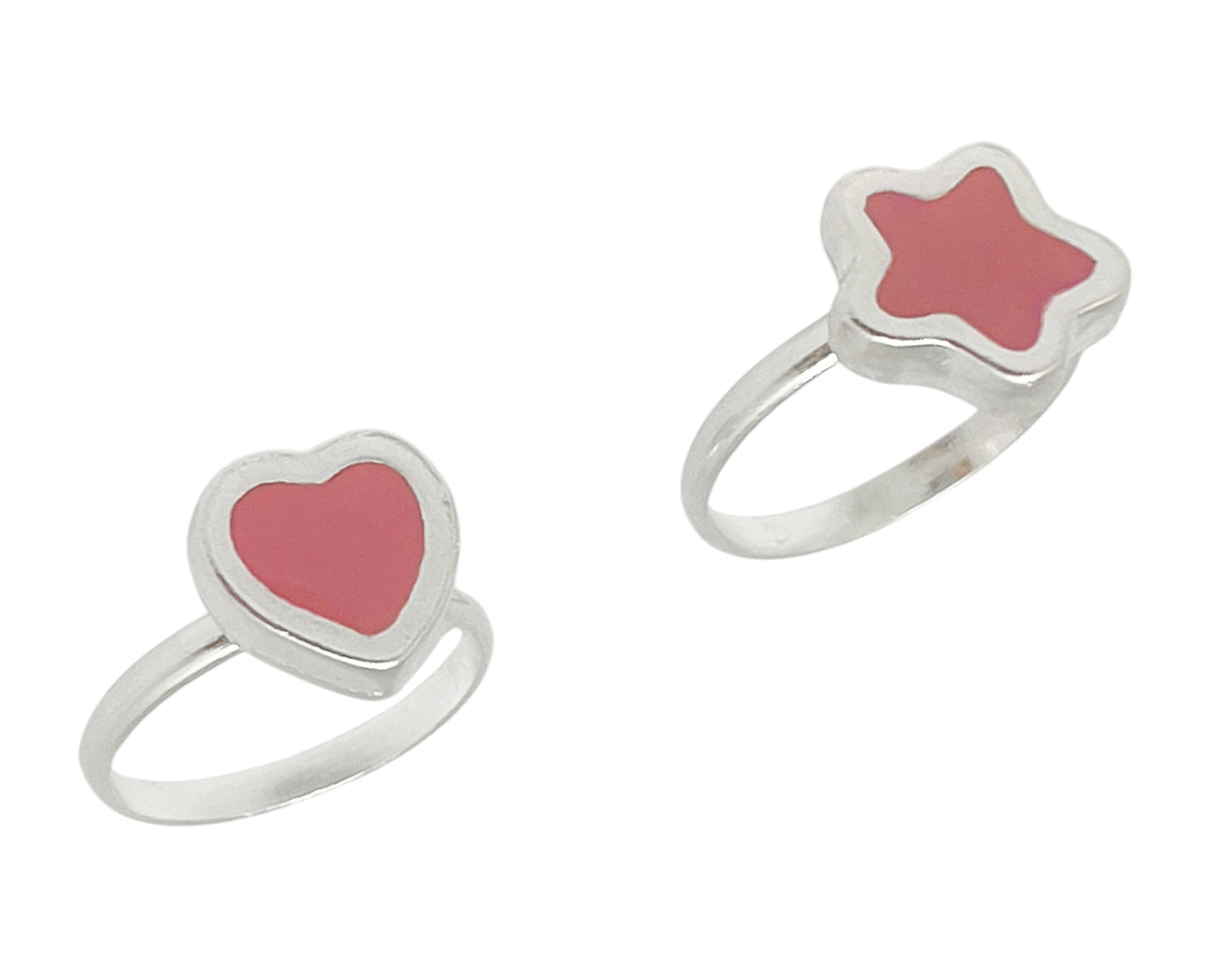 Pareja anillos Colors en plata 10µm y color rosa
