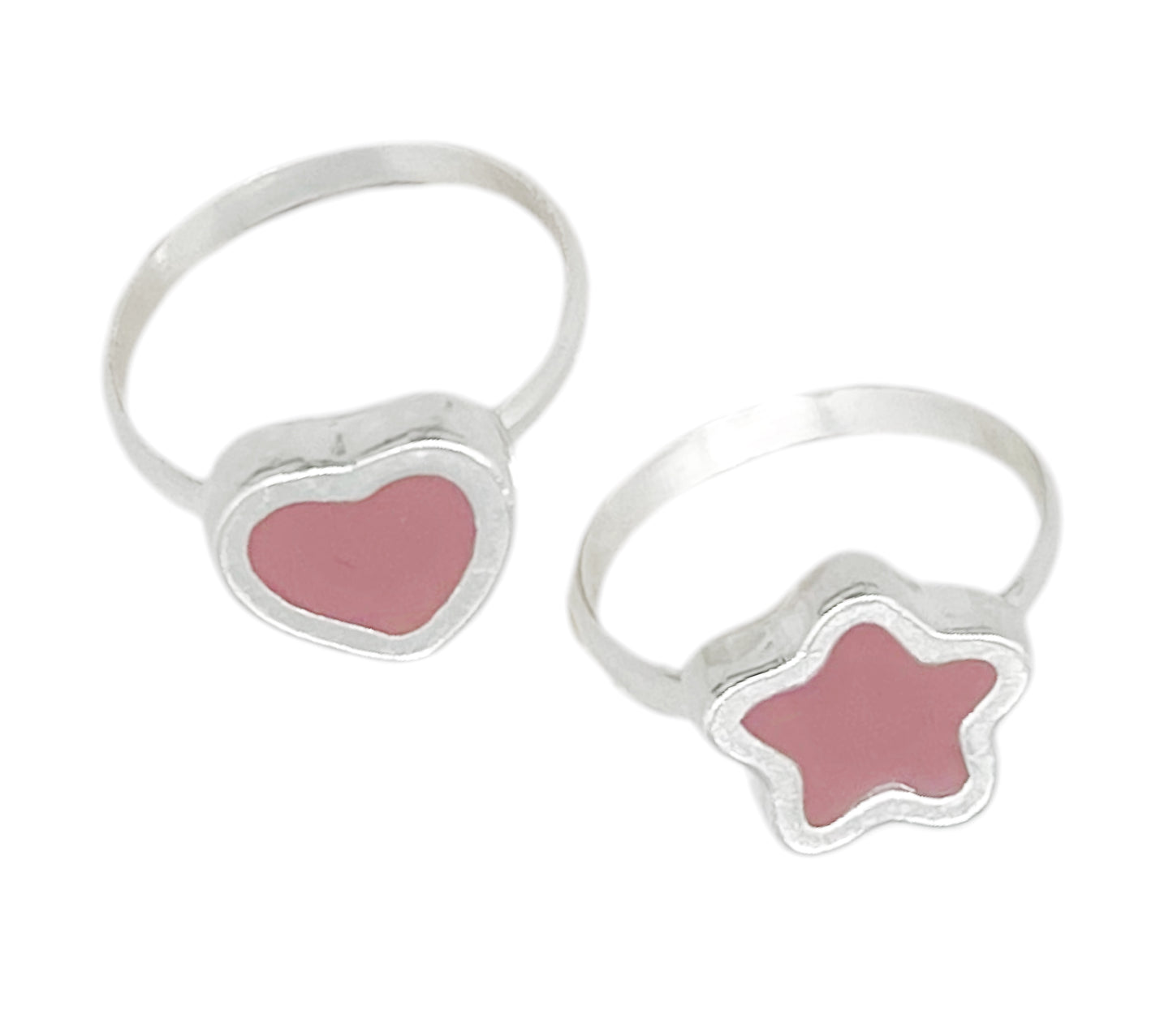Pareja anillos Colors en plata 10µm y color rosa