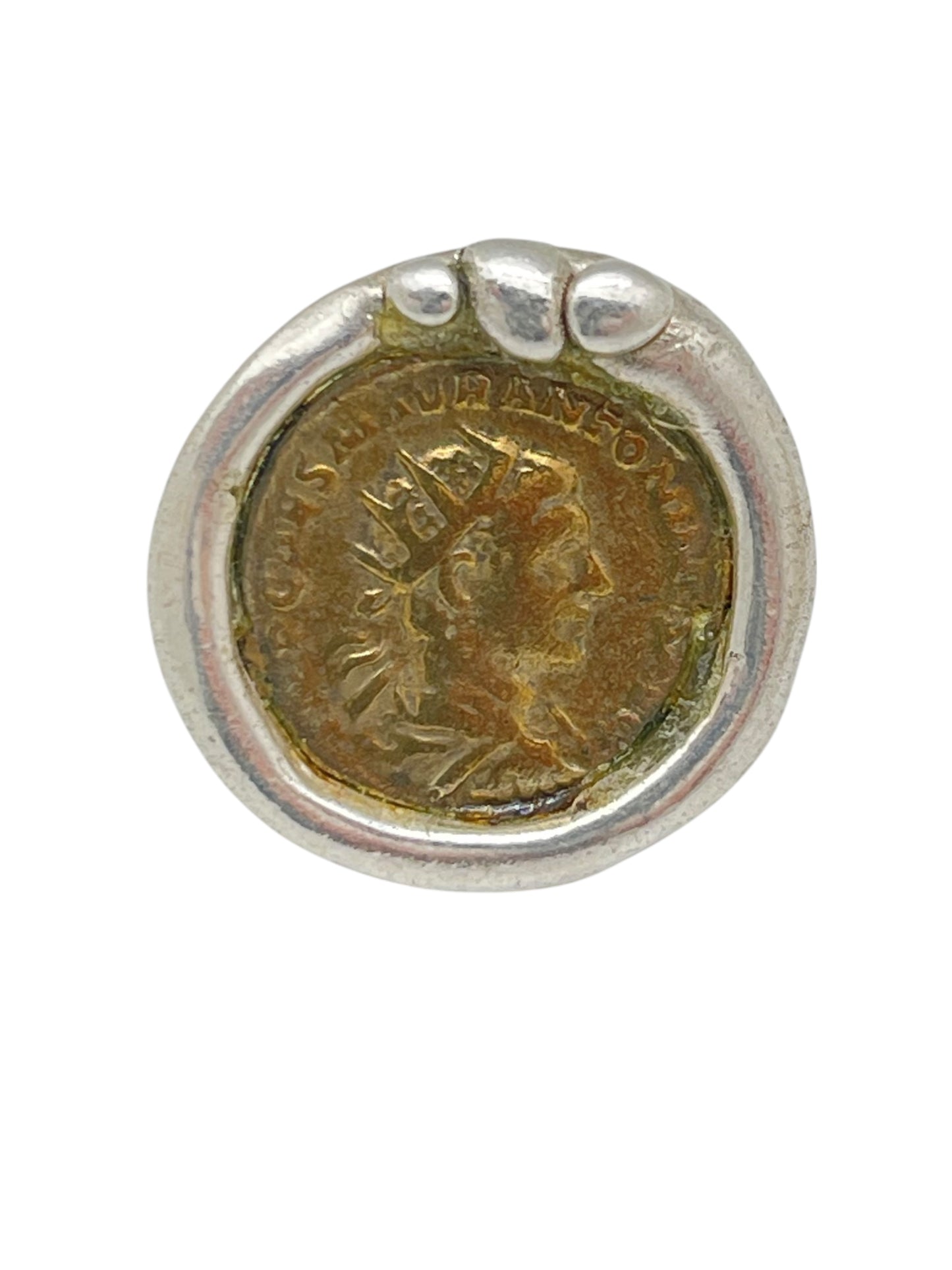 Anillo moneda mix vintage plata chapado 10µ y dorado-latón