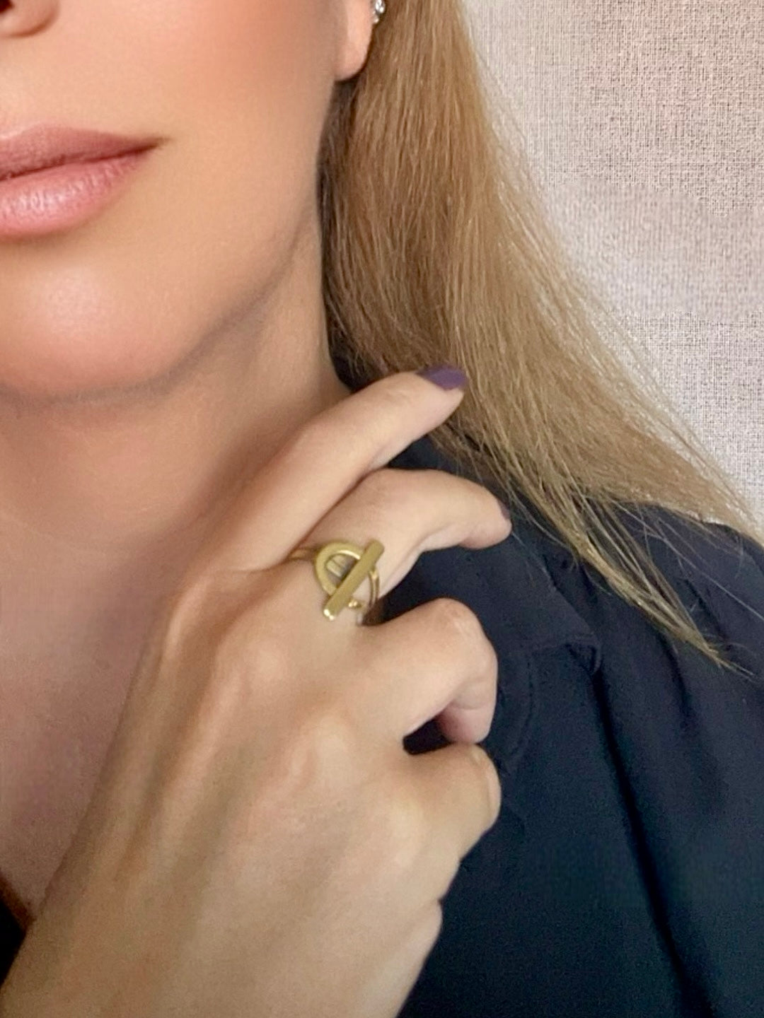 Anillo Cierre en latón chapado dorado_