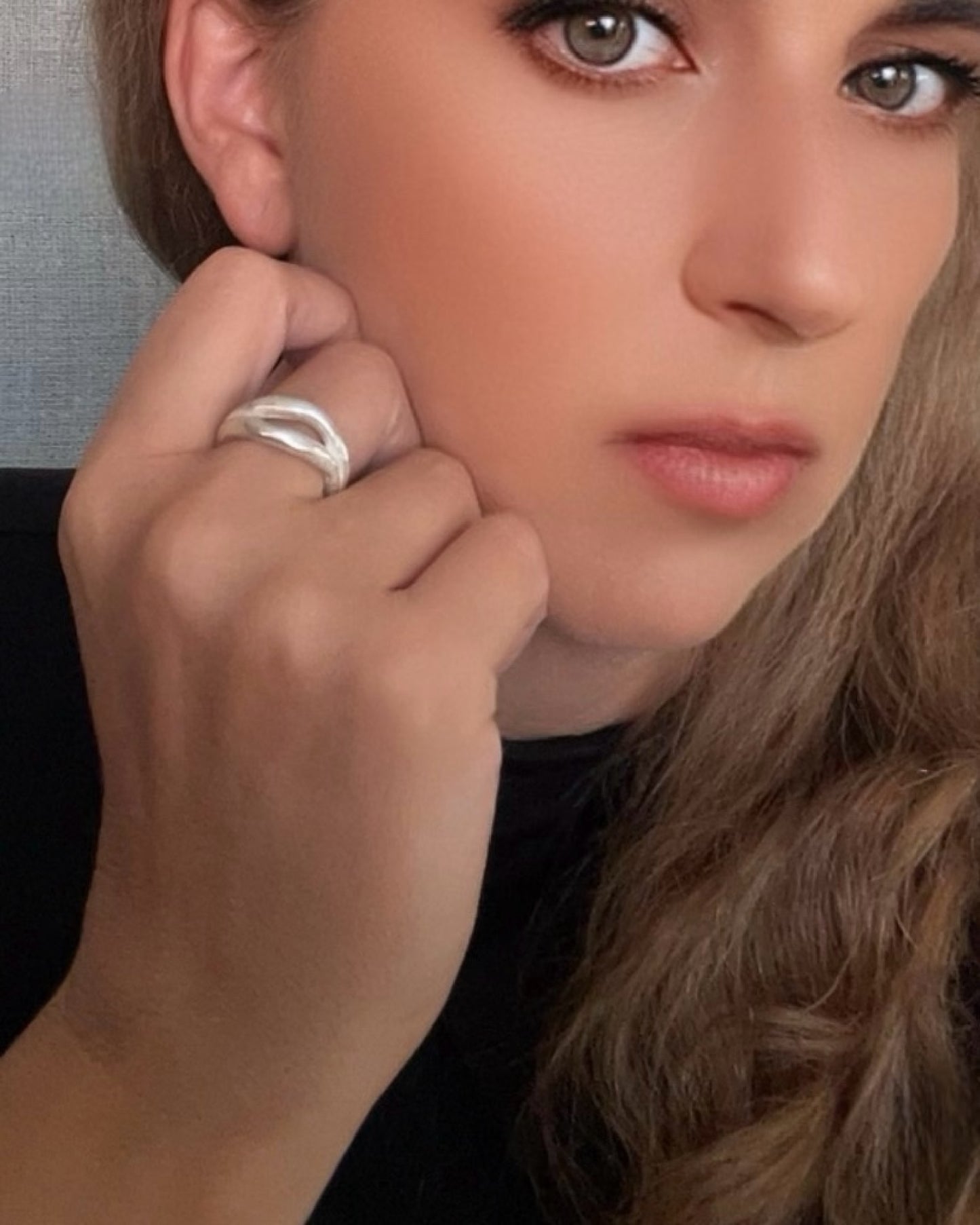 Anillo Duplo en zamak plata 10µ