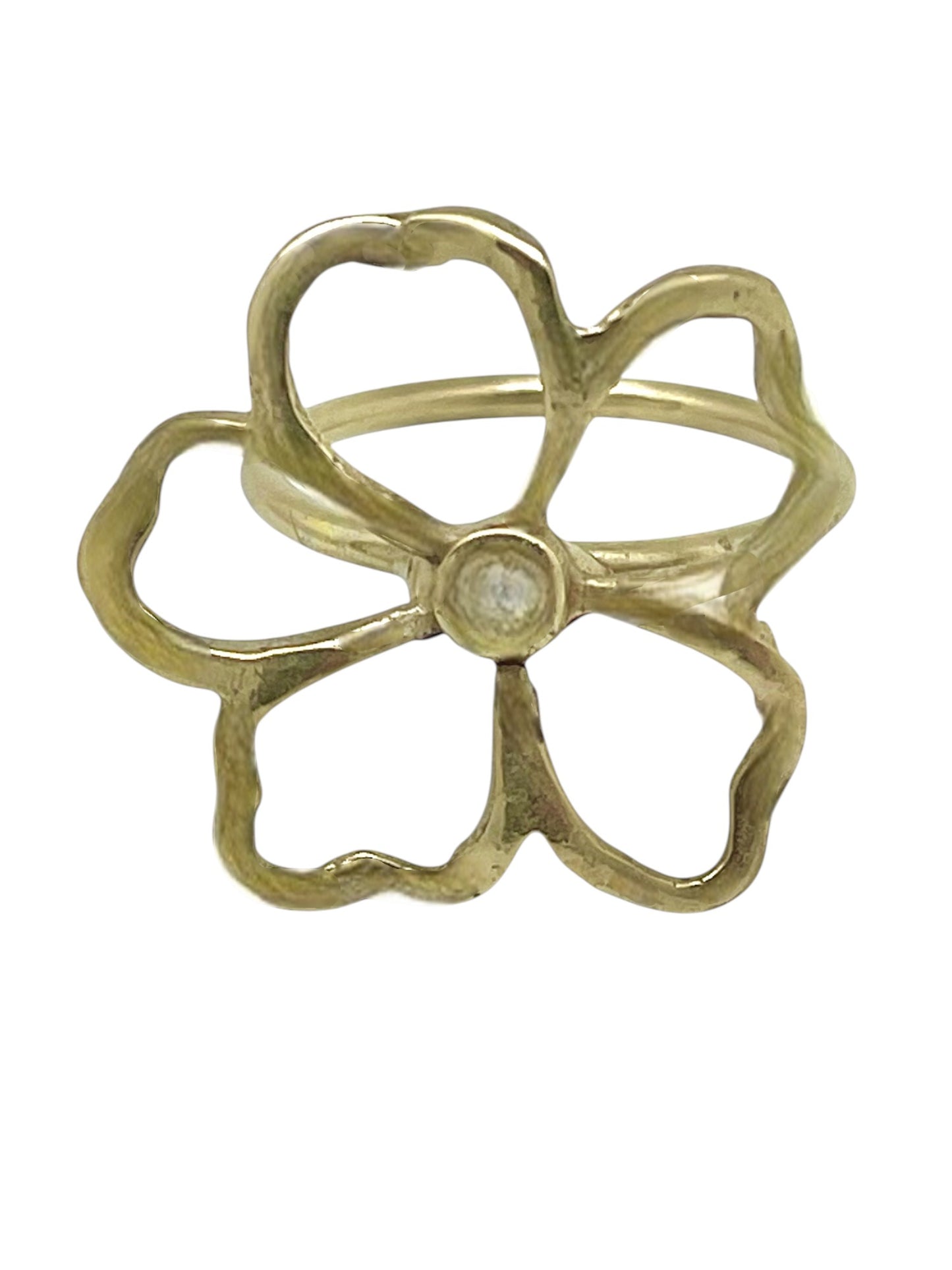 Anillo Flor Calada dorado chapado latón