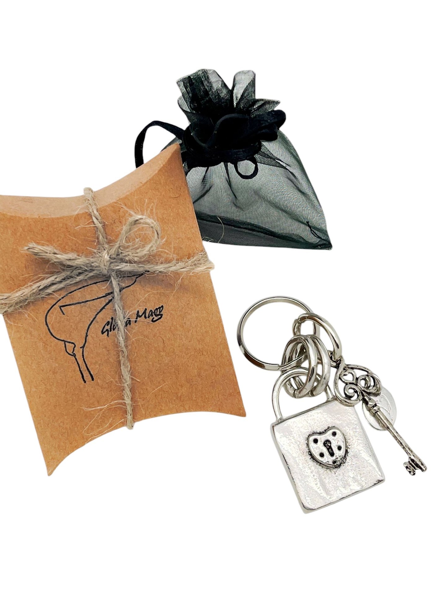 Llavero Candado y Cierra en plata chapado